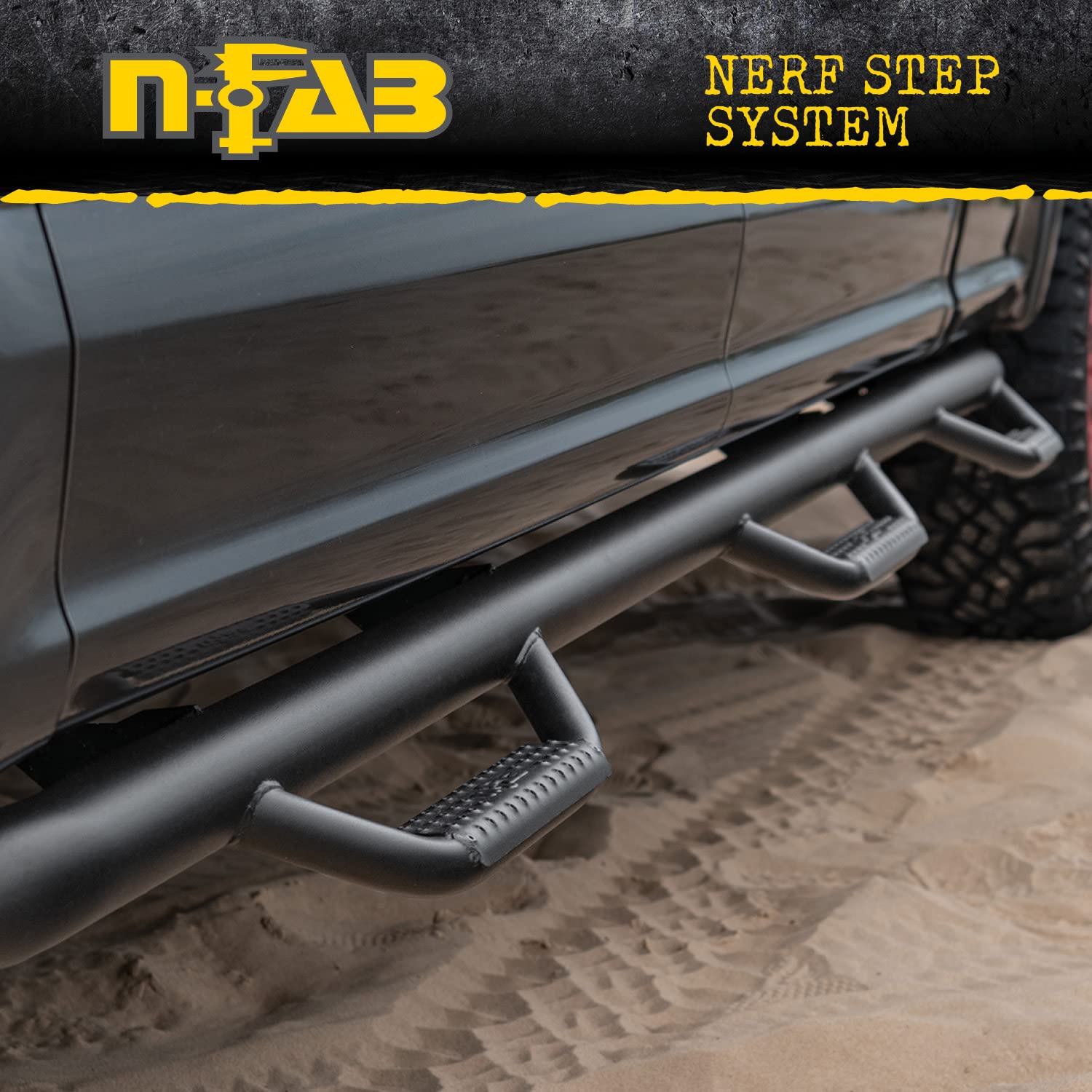 Nerf Steps RealTruck for RAM | Cab Length, Heavy Duty Steel, Gloss Back | D1573QC | Fits 2015.5-2018 RAM 1500 (Classic Model Only) Quad Cab, SRW Gas