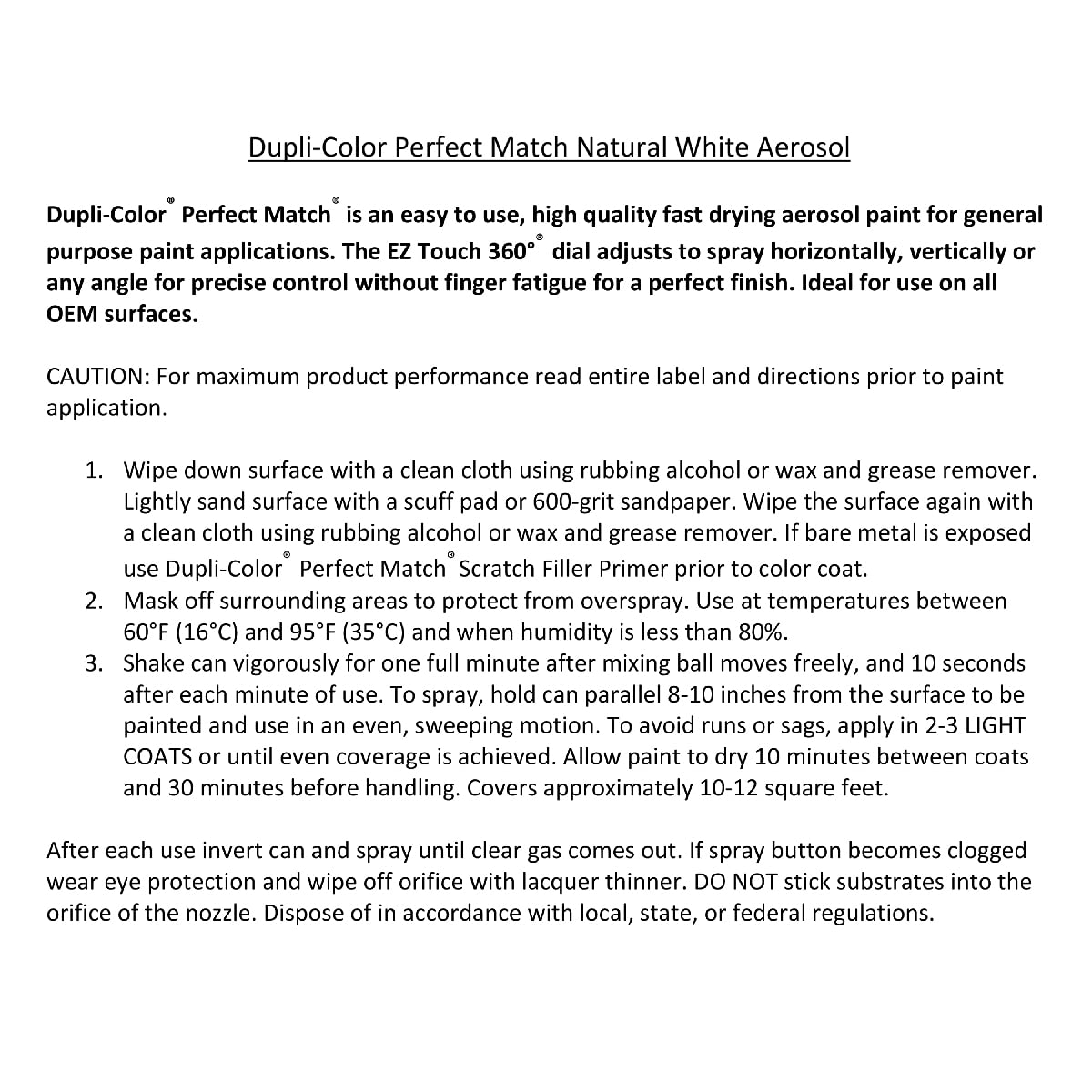 Perfect Match Dupli-Color EBTY16077 Automotive Spray Paint – Toyota Natural White, 056 – 8 oz. Aerosol Can
