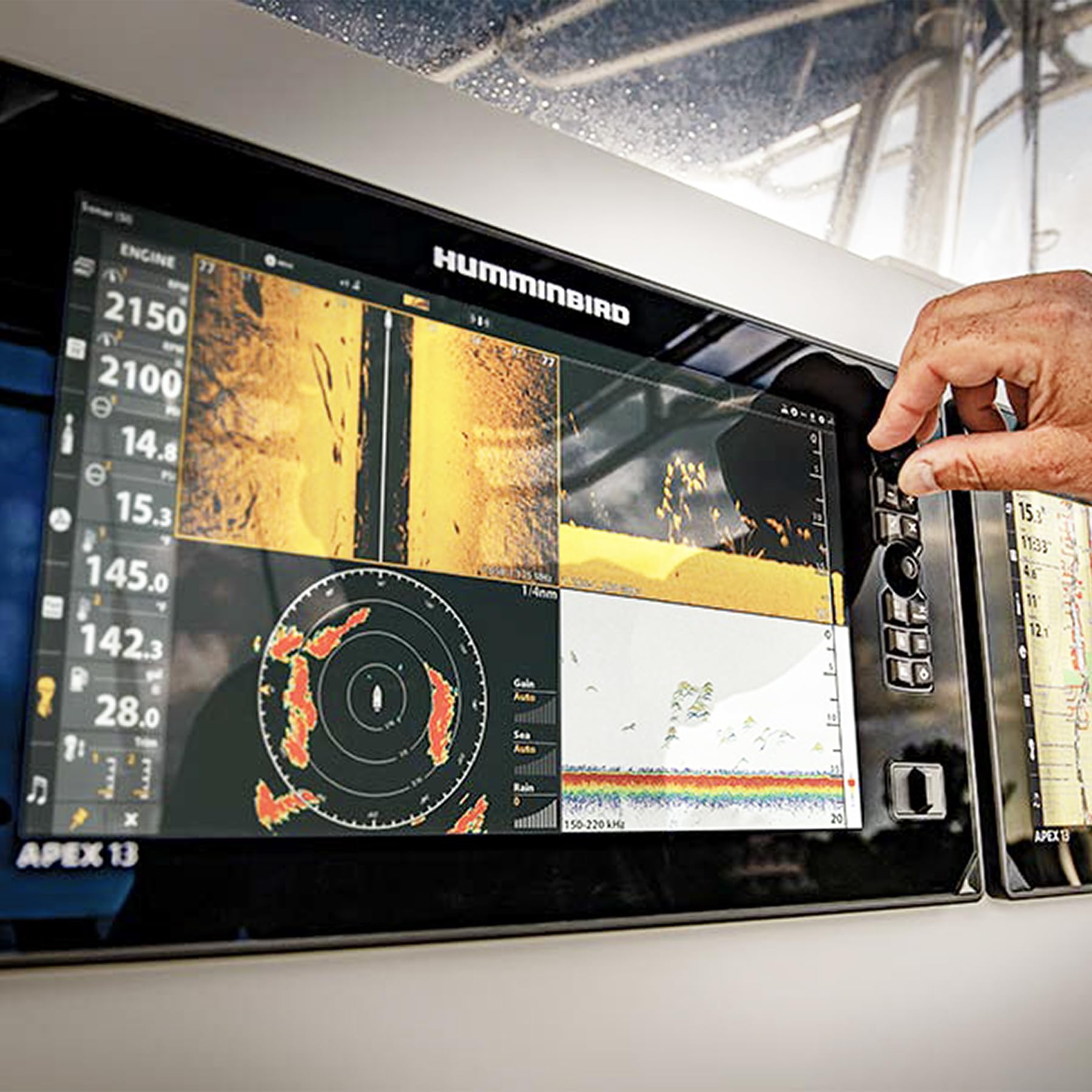 Humminbird APEX GPS 19 Fish Finder with Transducer, MEGA Side Imaging+ & HD Touchscreen