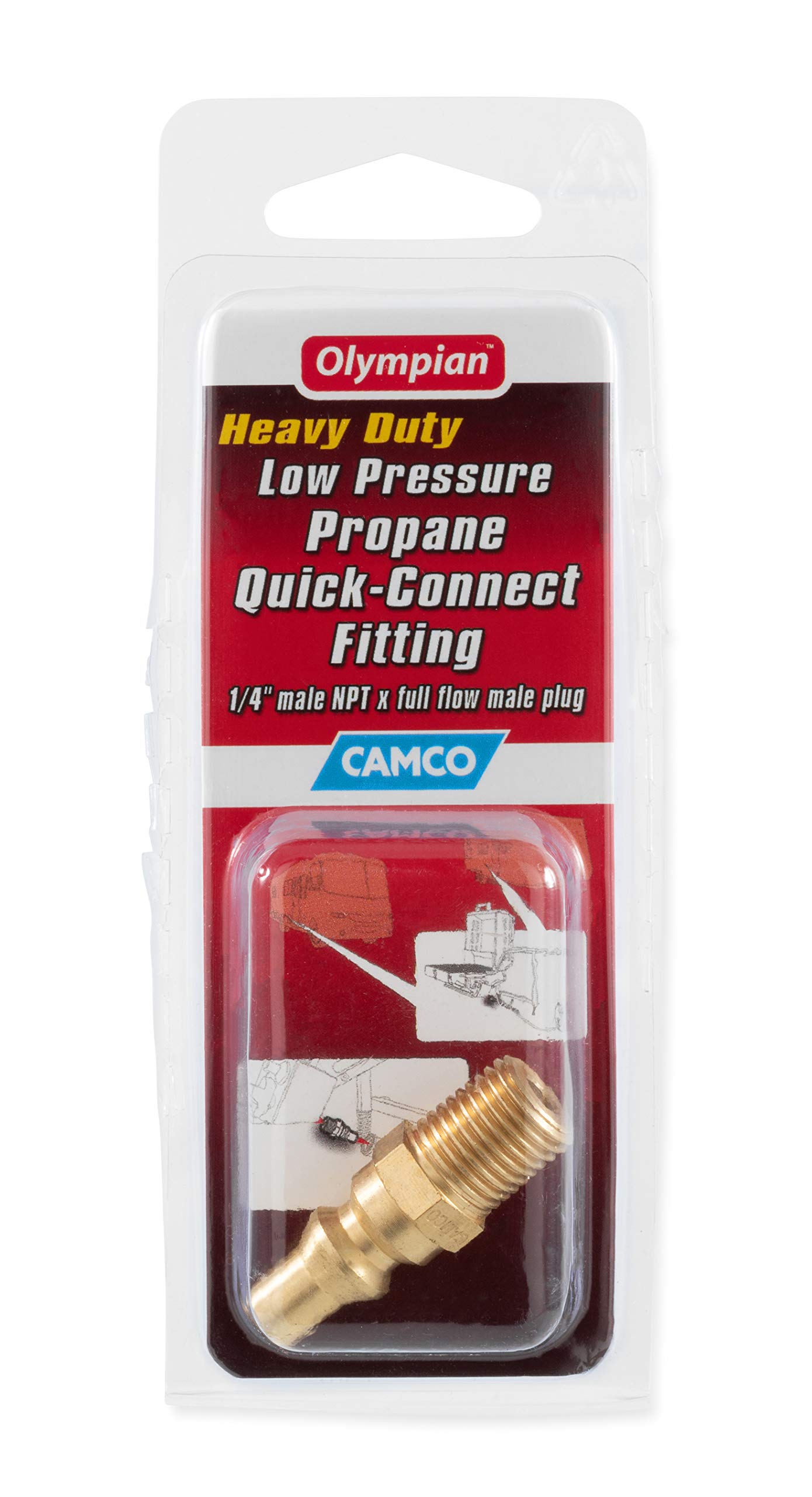 Camco Quick-Connect Propane Fitting- Allows You to Add a Convenient Connect/Disconnect Method to Your Low Pressure Appliances, 1/4" NPT x Full Flow Male Plug (59903)
