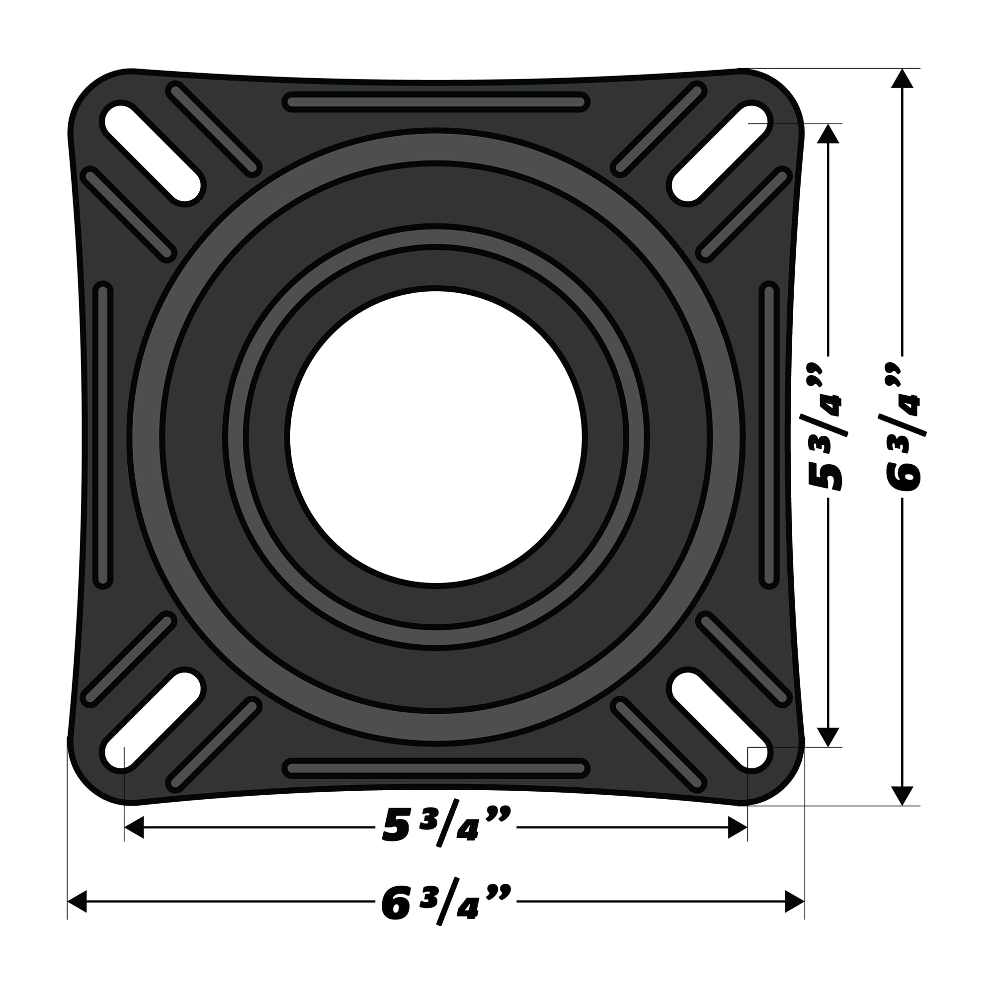 8WD7S Wise Heavy Duty 7" Boat Seat Swivel, Black Powder Coated