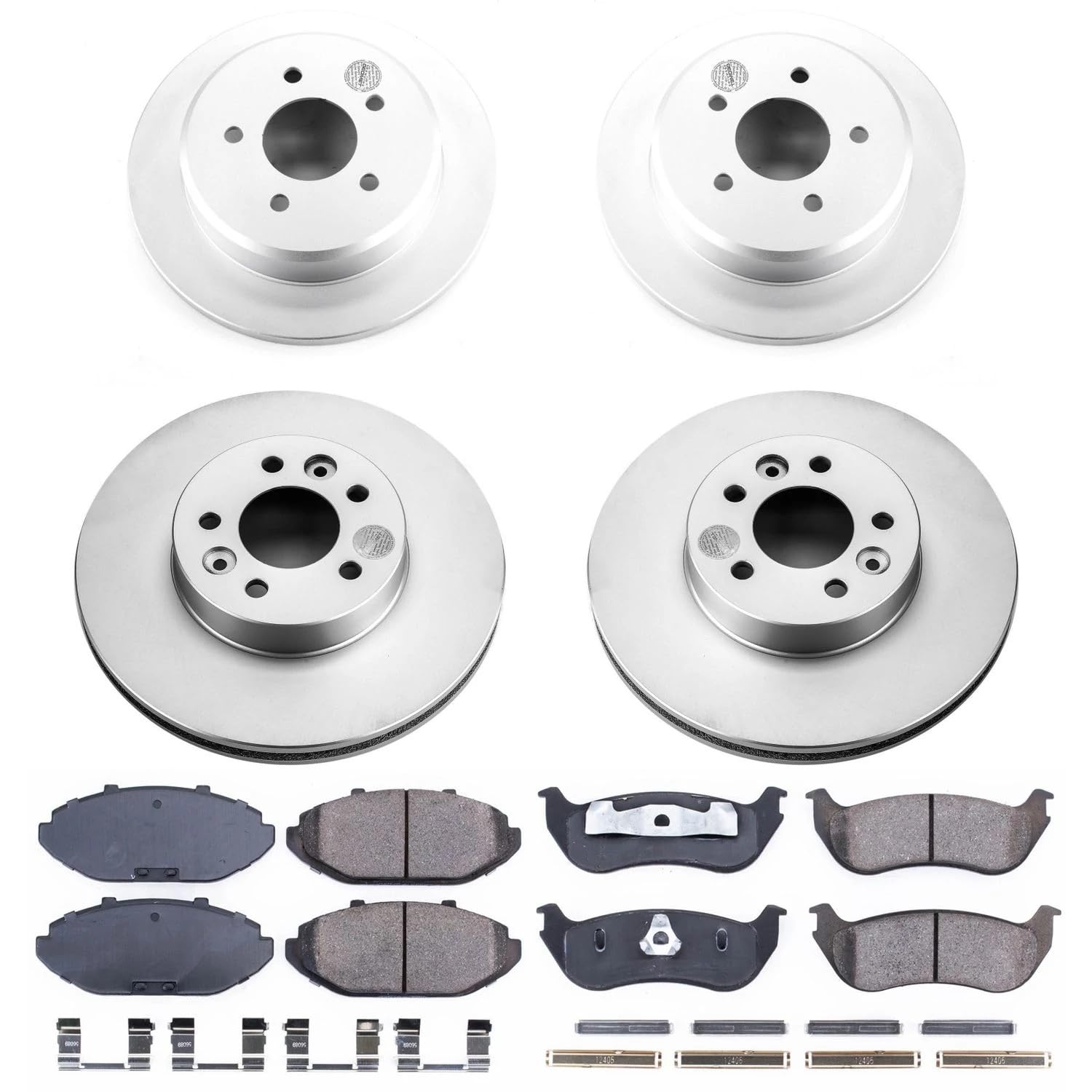 Power Stop Coated Brake Rotor and Ceramic Brake Pads- Front & Rear CRK2861