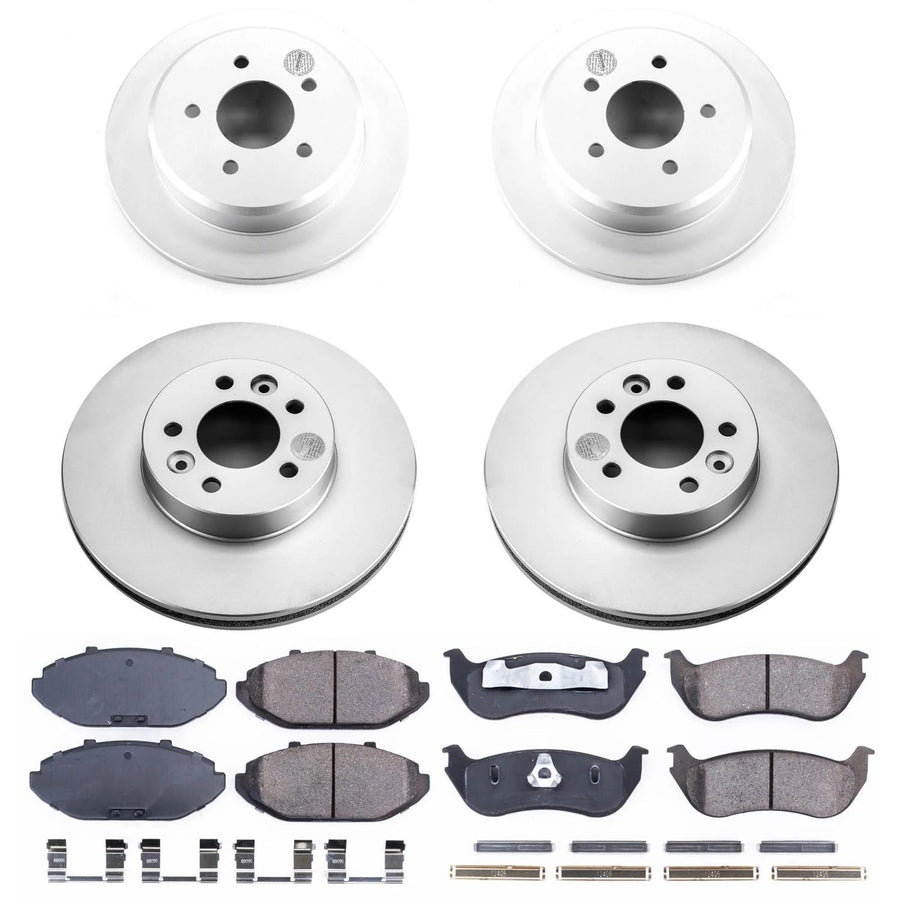 Power Stop Coated Brake Rotor and Ceramic Brake Pads- Front & Rear CRK2861