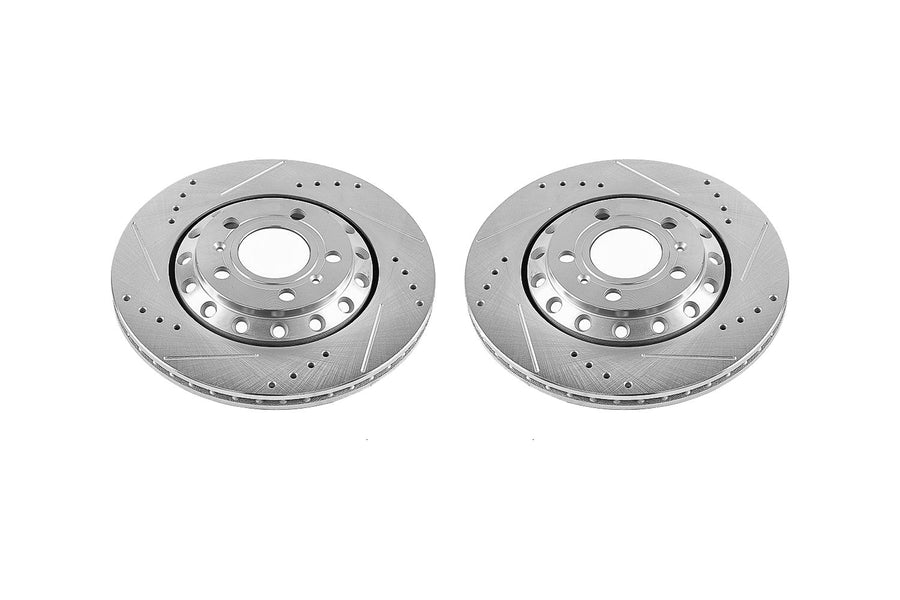 Rear Power Stop EBR1010XPR Evolution Drilled and Slotted Rotor (Pair) For Audi A8 Quattro 2003-2010, Volkswagen Phaeton 2004-2006 [Model Specific]
