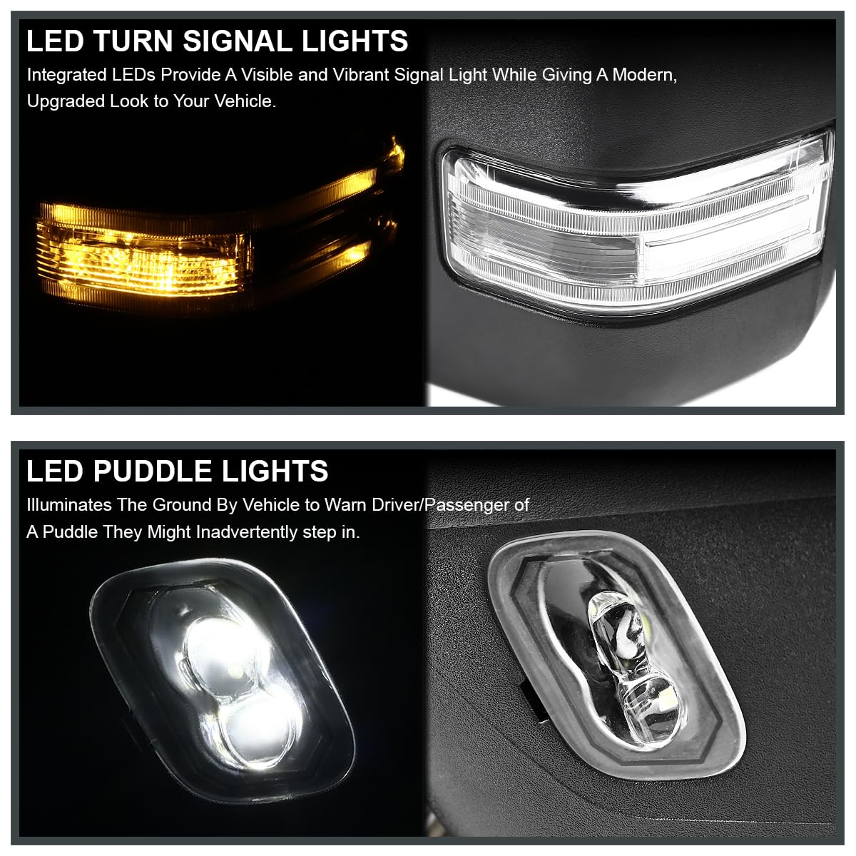 Chrome Power Heated Towing Mirrors Spec-D Tuning [2015 Look] w/LED Signal Compatible with 2007-2014 Ford F150 Pickup Left + Right