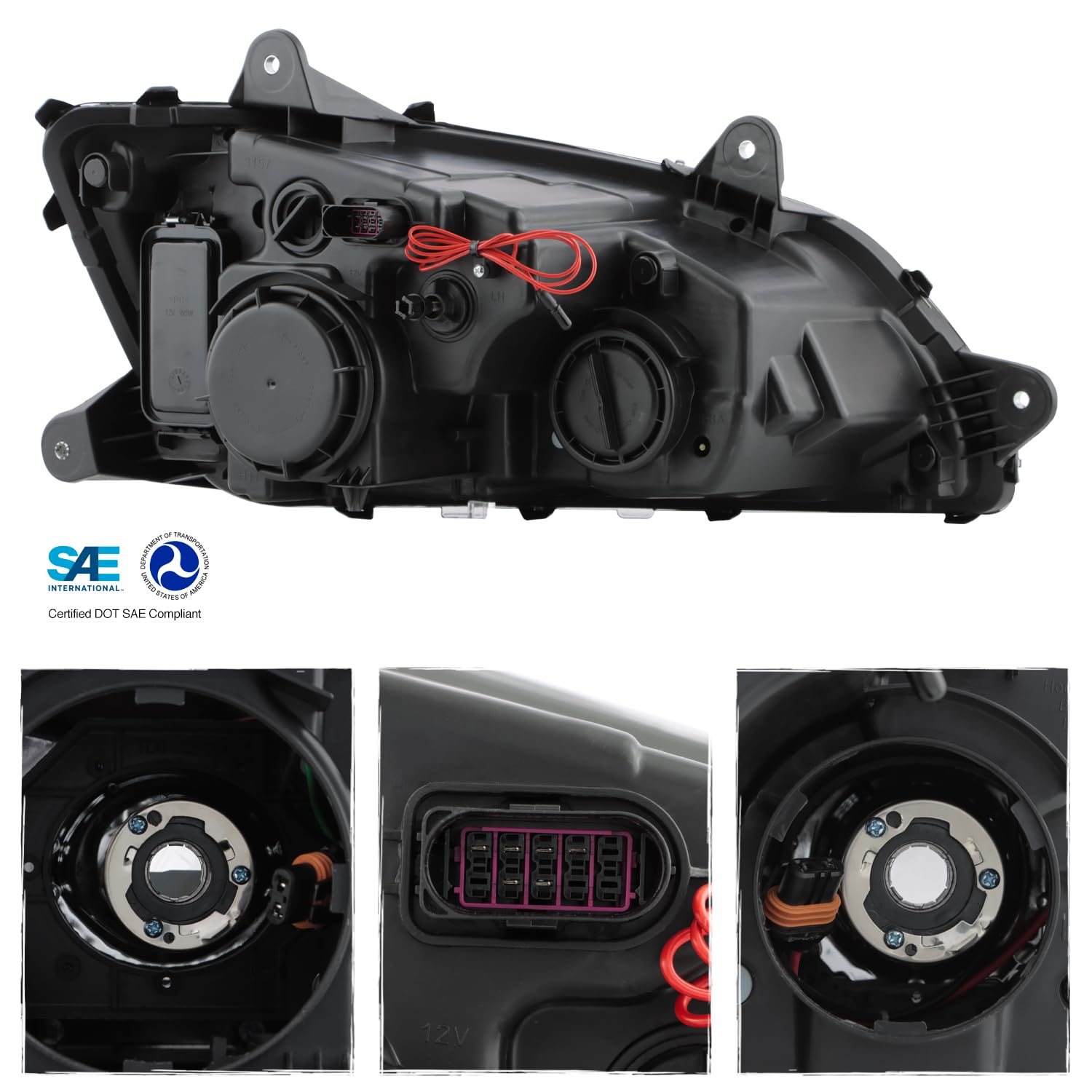 AKKON - 2008-2017 Fit Kenworth T660 LED DRL Switchback Projector Headlight Chrome Assembly Driver + Passenger Set