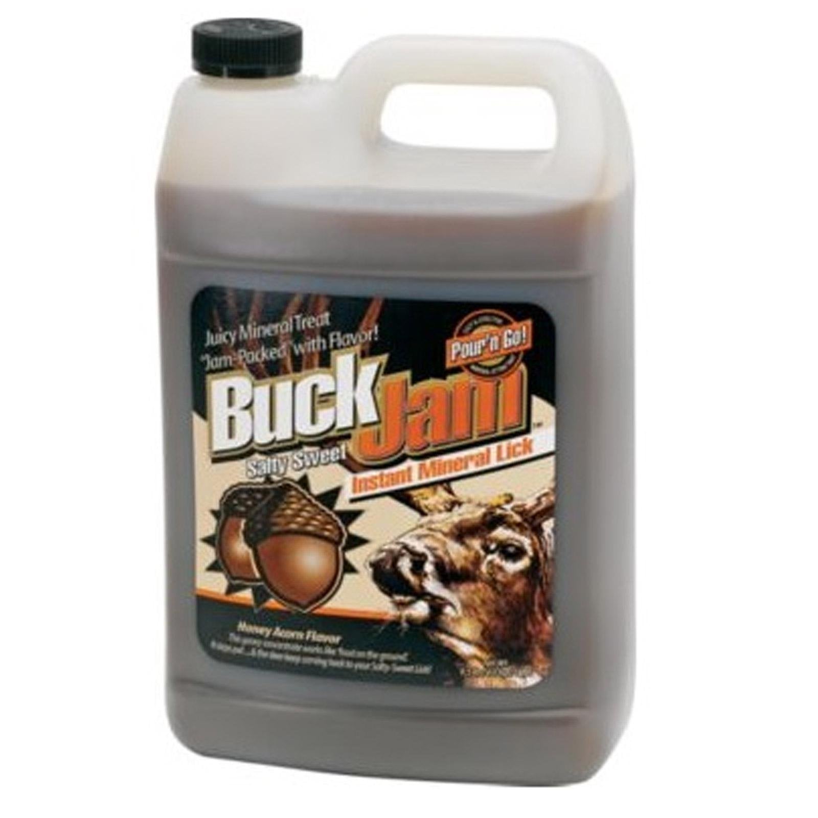 Buck Jam Honey Acorn Flavored EVOLVED HABITATS Salty Sweet Liquid Deer Attractant - Instant Mineral Lick - Powerful Ready-To-Use Year-Round Beneficial Food Supplement for Deer - 1 Gallon