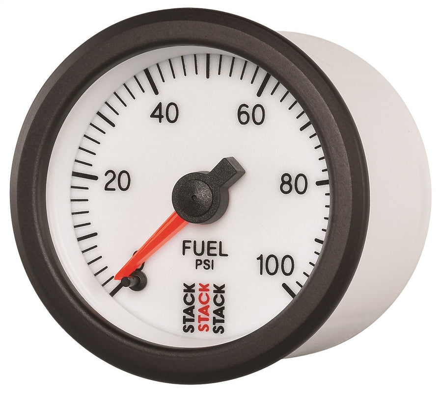 Stack 52mm ST3356 White 1/8" NPTF Male 0-100 PSI Professional Stepper Motor Fuel Pressure Gauge