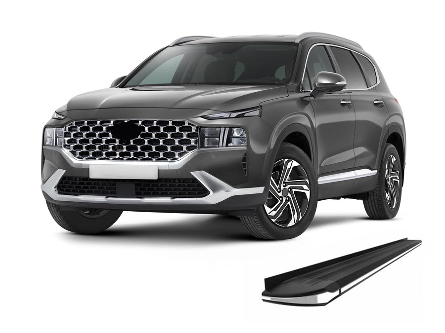 Black Horse Off Road Exceed Black Aluminum Running Boards Compatible with 2019-2021-Hyundai Santa Fe EX-HY269
