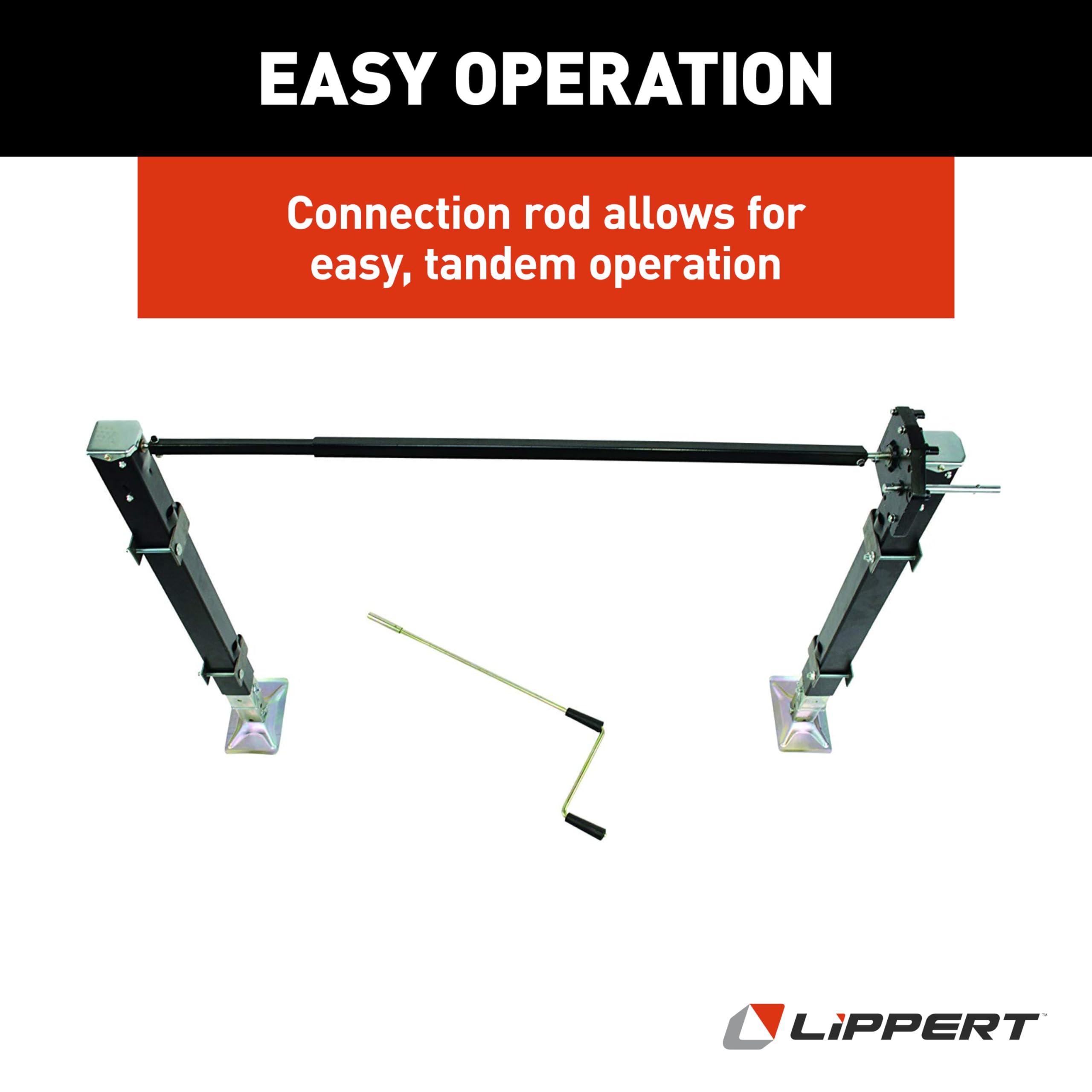 Lippert Universal-Mount Replacement Manual 5th Wheel Landing Gear Kit - 6,000-Pound Capacity, 21" Stroke, Includes Legs, Foot Pads, Pins, Gears, Mounting Brackets, Crank Handle - 333966