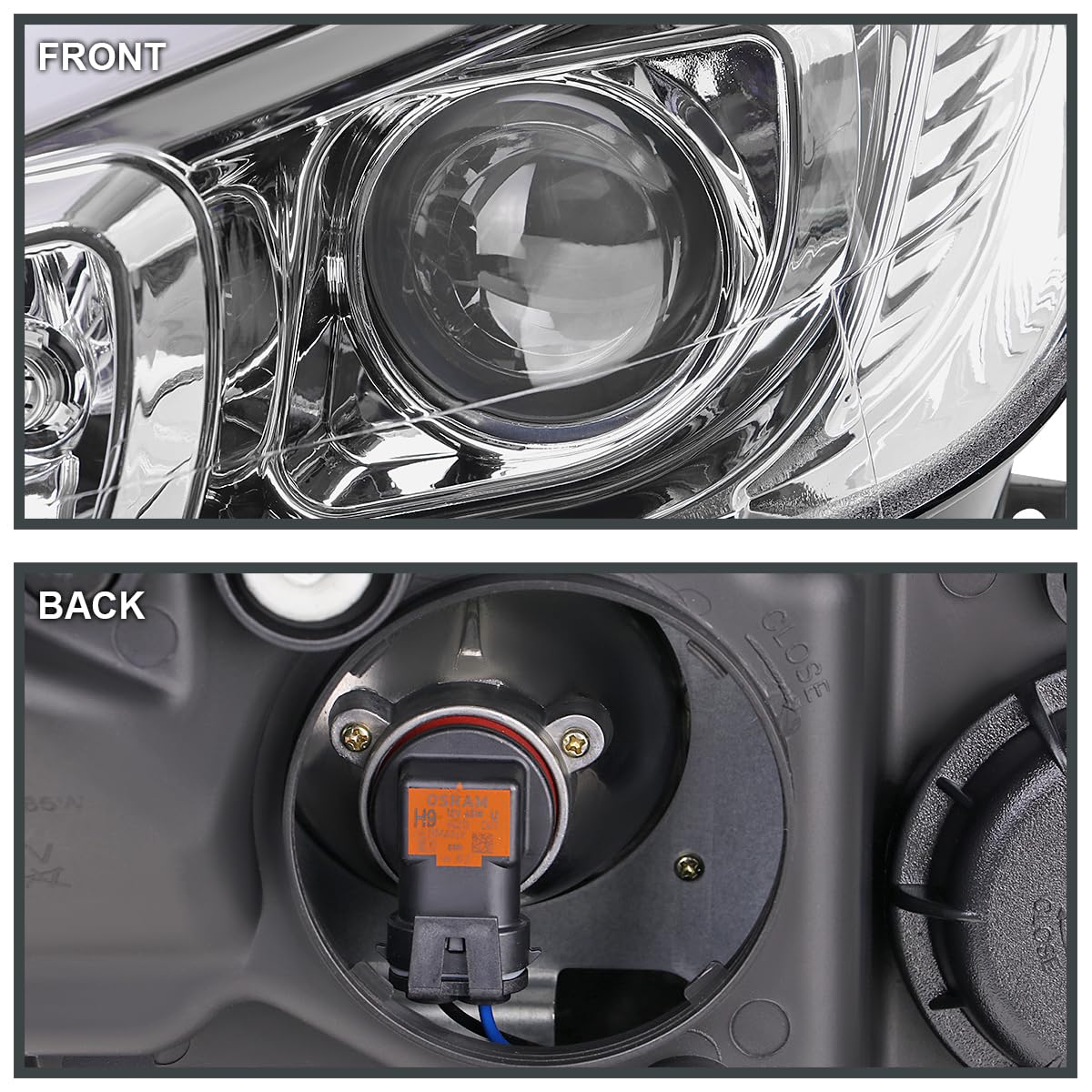 Switchback SPEC-D TUNING Chrome Sequential LED Tube Projector Headlights Compatible with 2012-2014 Mercedes-Benz W204 C-Class C250 C300 C350 C63, Left + Right Pair Headlamps Assembly