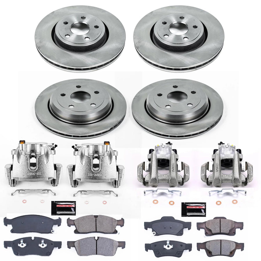 Power Stop KCOE5955 Brake Kit Stock Replacement with OE Calipers- Front & Rear For Dodge Durango 2011-2017, Jeep Grand Cherokee 2011-2012 [Model Specific]