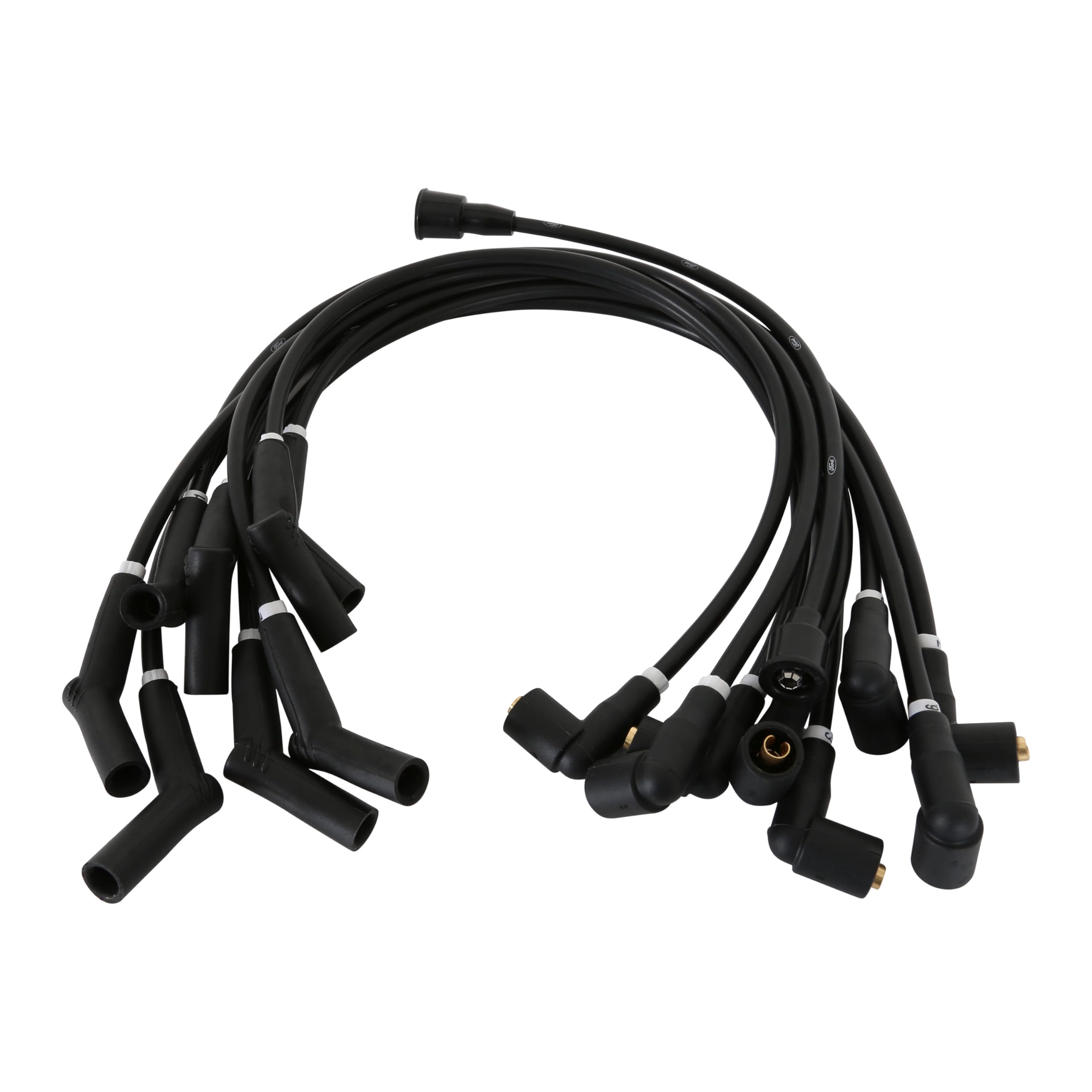Scott Drake 8mm Black Concours Ignition Wires with Ford Logo for 289/302 Engines, Compatible with 1964-1973 Ford Mustang, Model C5OZ-12259-BK8