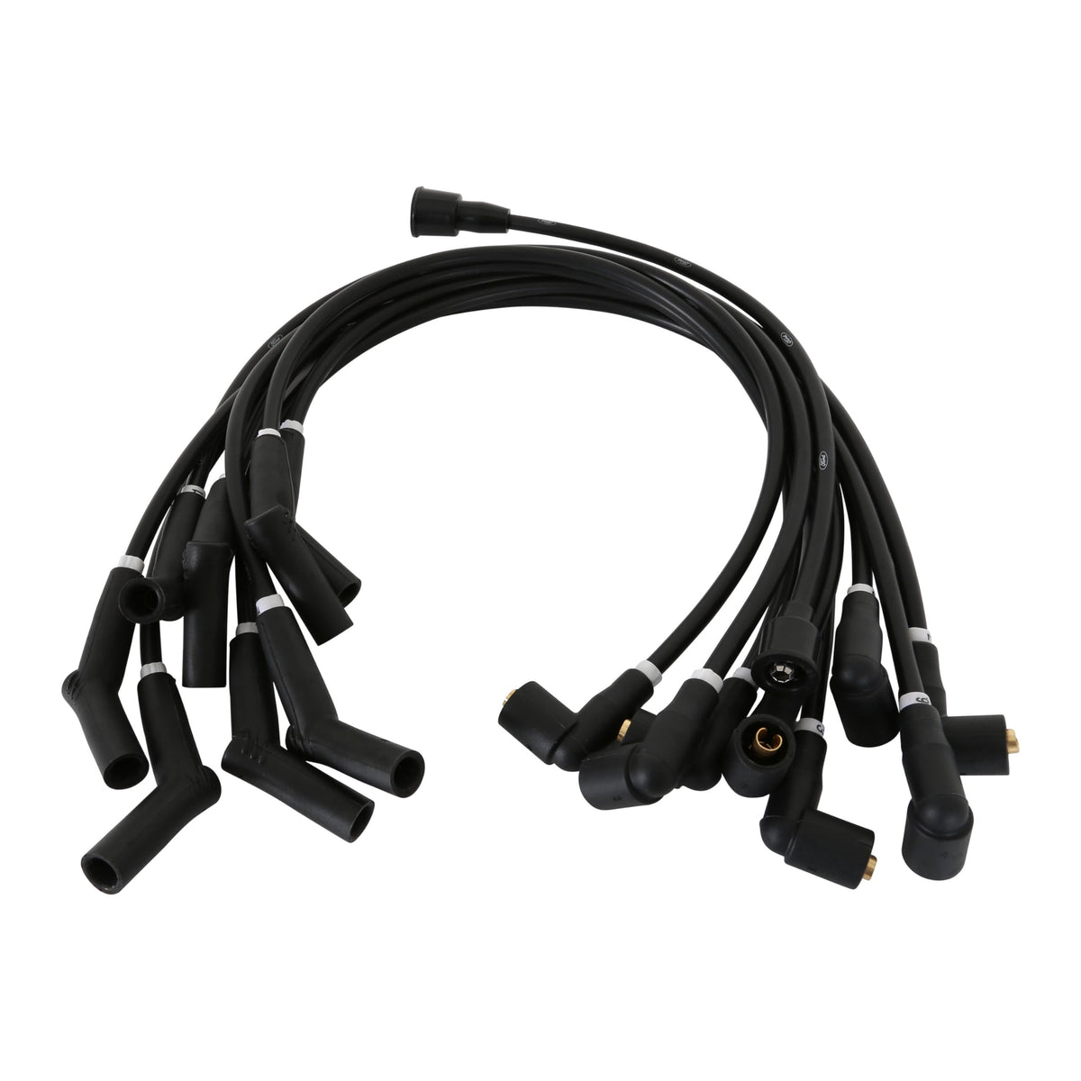 Scott Drake 8mm Black Concours Ignition Wires with Ford Logo for 289/302 Engines, Compatible with 1964-1973 Ford Mustang, Model C5OZ-12259-BK8