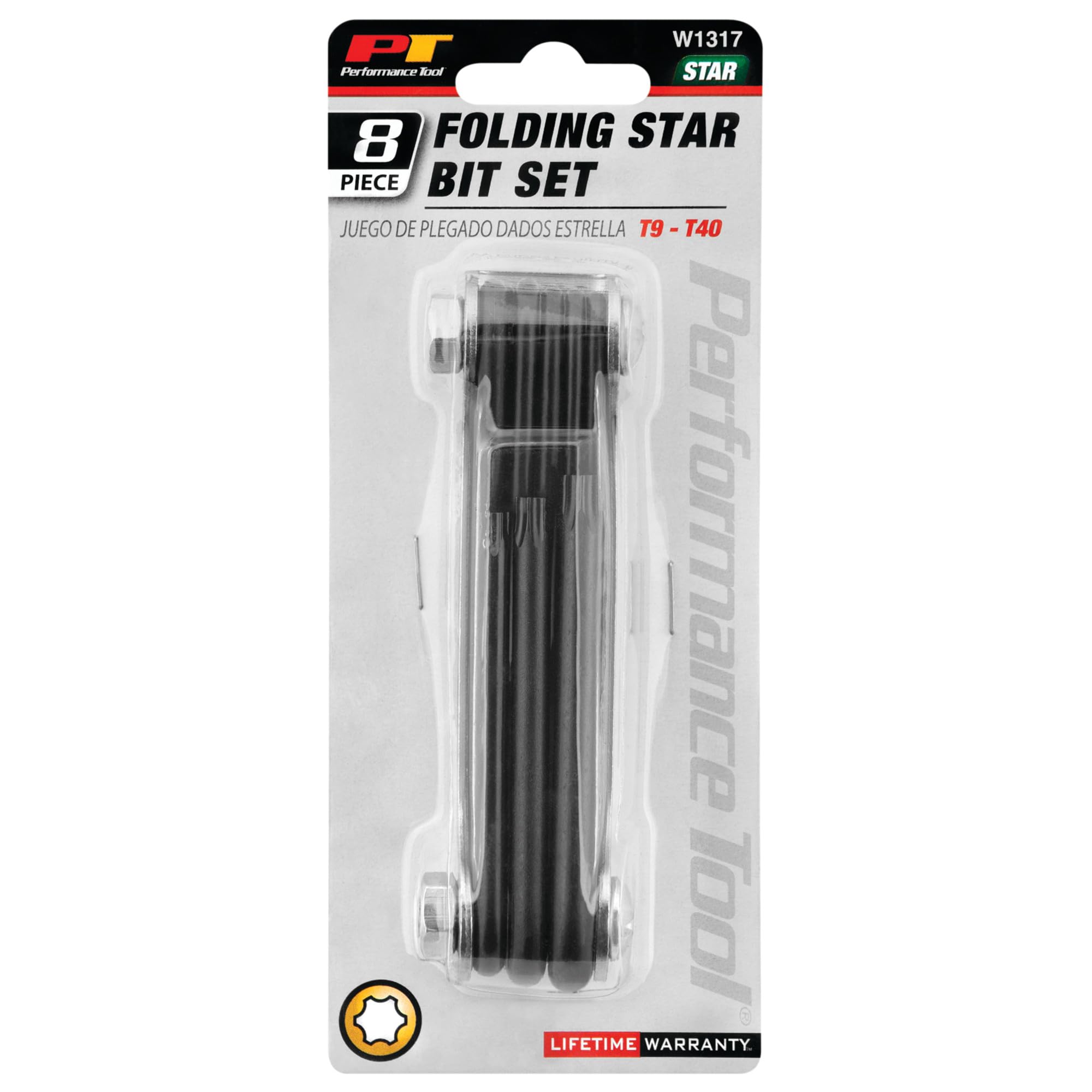 W1317 Performance Tool 8-Piece Star Key Set with Rust-Resistant Finish, Sizes T9-T40, Heat Treated Alloy Steel Construction
