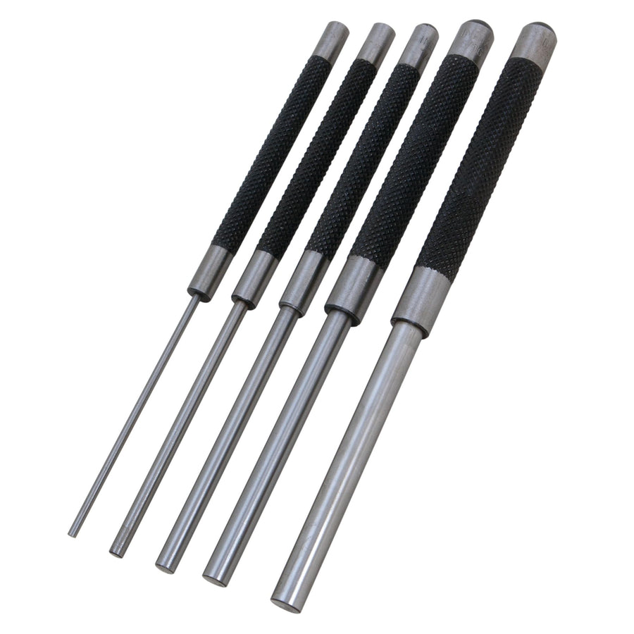 W758 Performance Tool 5 Piece 8-Inch Long Carbon Steel Pin Punch Set, Pin Sizes 1/8", 3/16", 1/4", 5/16" and 3/8"