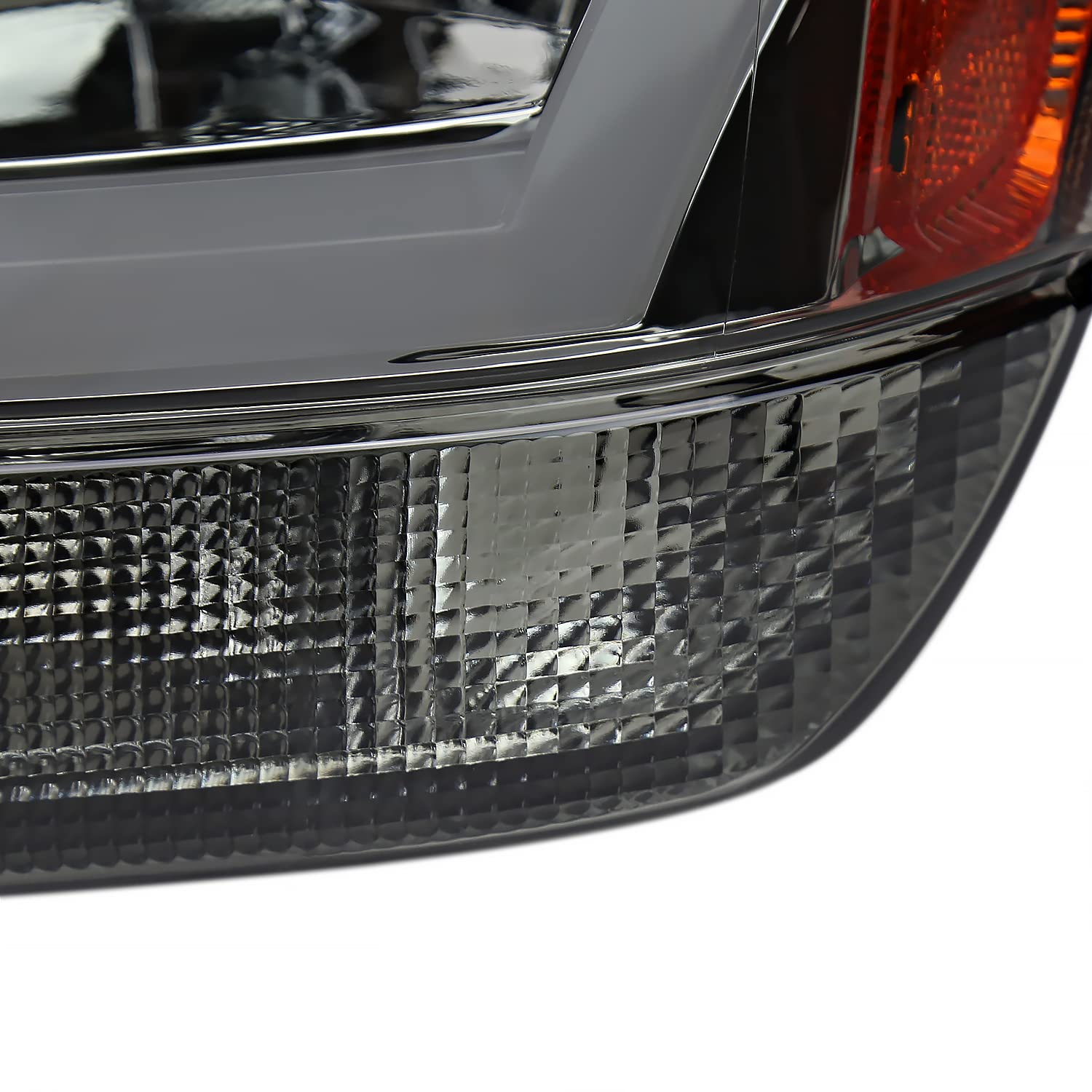 Smoke Headlights with Fiber Optic LED Strips SPEC-D TUNING Compatible with 1999-2004 Jeep Grand Cherokee, Left + Right Pair Headlamp Assembly