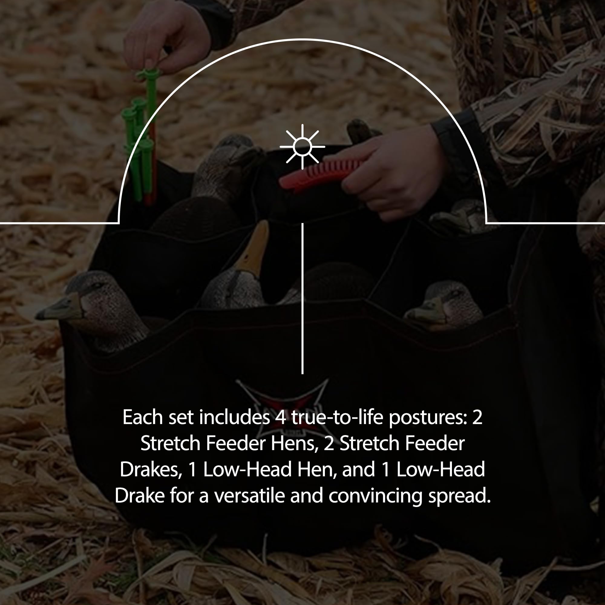 AXF Avian-X 6 Piece Flocked Full Body Black Ducks Fusion Pack with Rugged Durability and Custom Fitted Bag for Hunting Use, Outdoor Sports, and Recreation