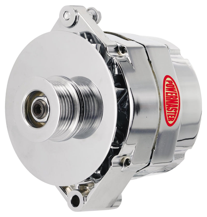 Alternator Powermaster 17294-364 Chrome (12SI 100A 6 Groove Pulley & Baffle 1 or 3 Wire)