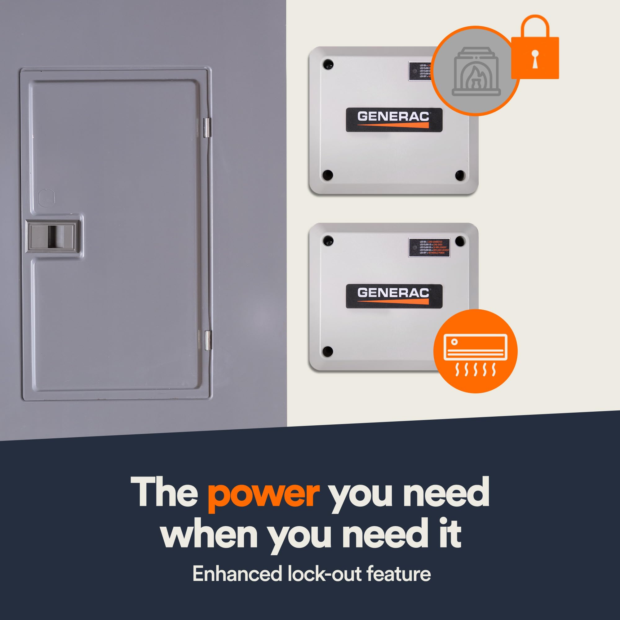 7000 Generac 50 Amp Load Manager - Efficient Load Prioritization and Wire-Free Technology for Reliable Power Management - Lock-Feature and LED Status Display for Convenient Operation - Gray