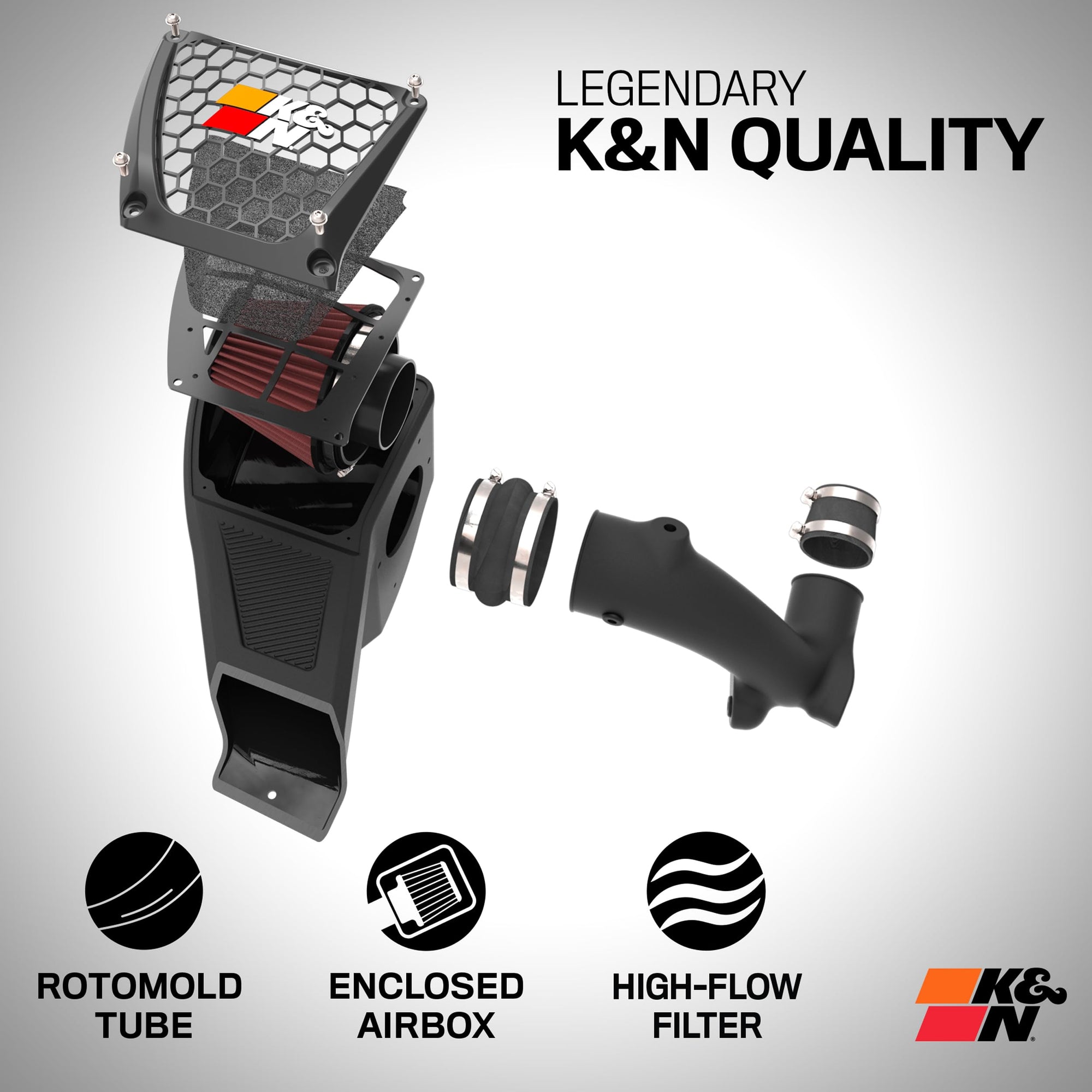 Cold Air Intake System K&N: High-Flow Air Filter, Increase Performance & Towing: Compatible with 2021-2024 FORD: F150, 63-2616