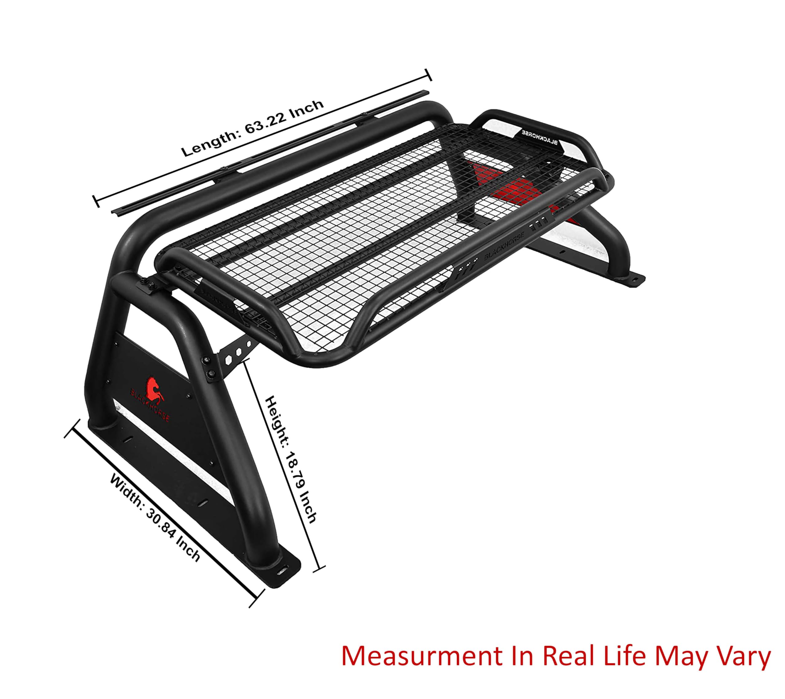 Atlas Roll Bar Black Incl. Pair of 7.0" Dia. LED Lights w/Red Trim Rings Compatible with 2005-2021 Nissan Frontier-ATRB-NIFRB-PLR