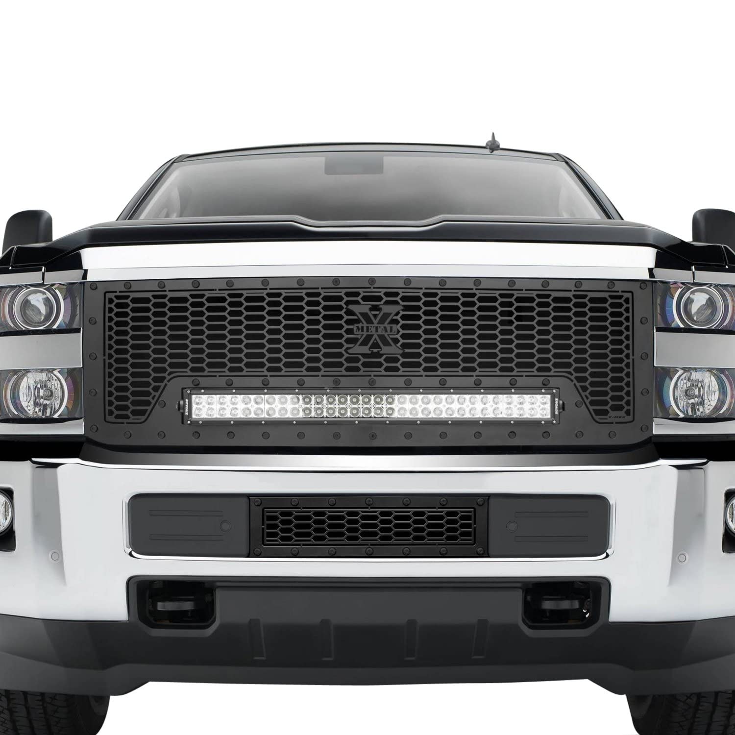 2015-2019 Silverado 2500, Stealth Laser X Bumper Grille 15-17 3500, Black, 1 Pc, Overlay, Black Studs - PN #7721221-BR