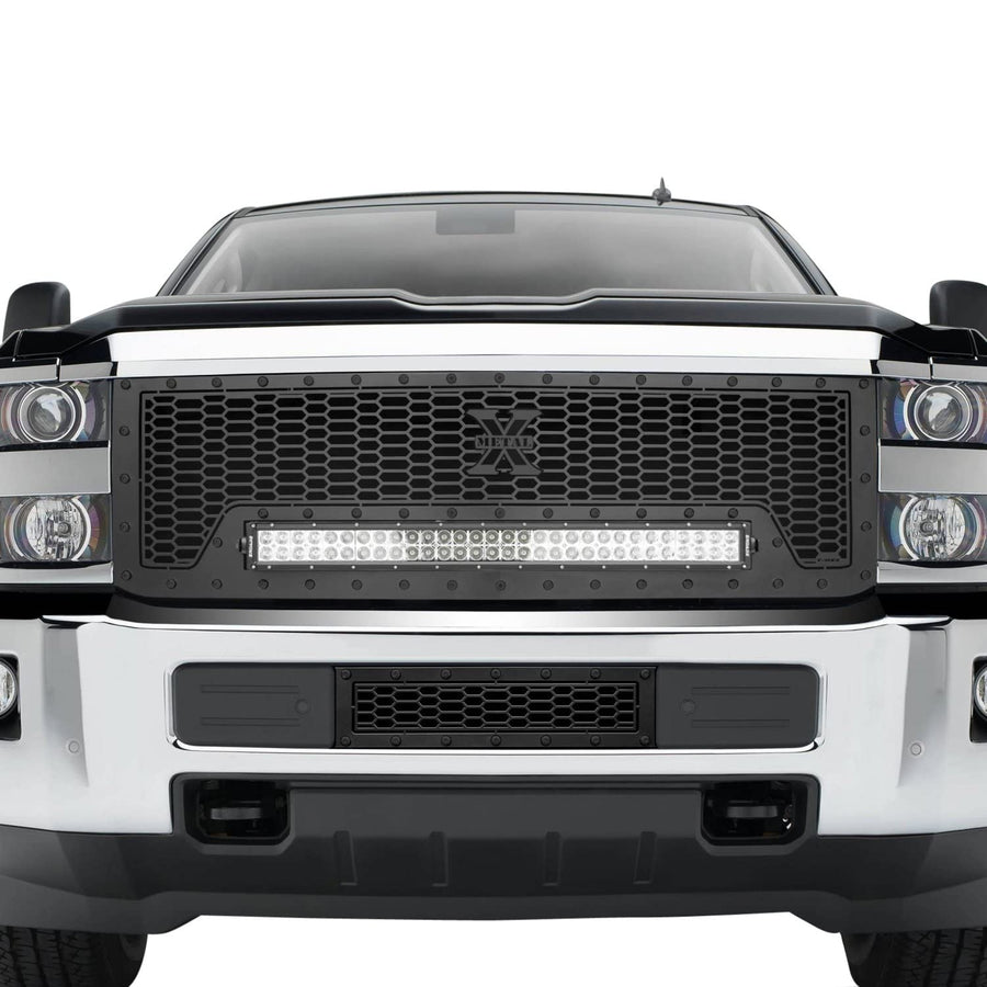 2015-2019 Silverado 2500, Stealth Laser X Bumper Grille 15-17 3500, Black, 1 Pc, Overlay, Black Studs - PN #7721221-BR