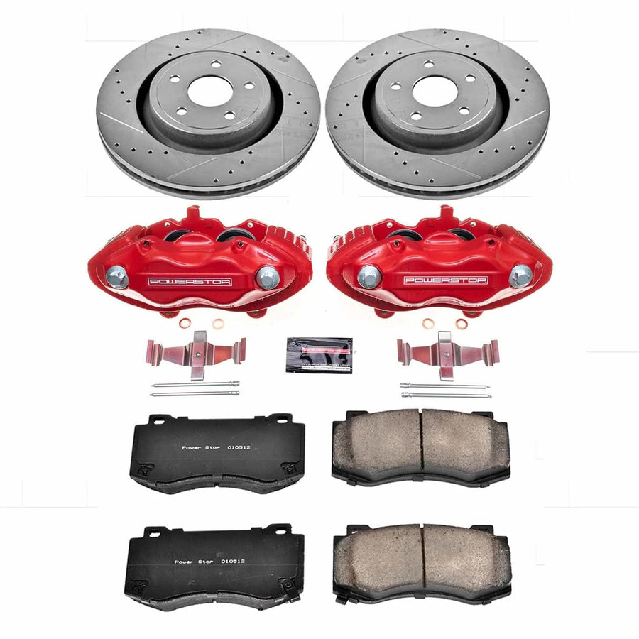 Power Stop Z23 KC2924 Evolution Sport 1-Click Brake Kit with Powder Coated Calipers (Brake Pads, Drilled/Slotted Rotors) For Jeep Grand Cherokee 2006-2010 [Model Specific]