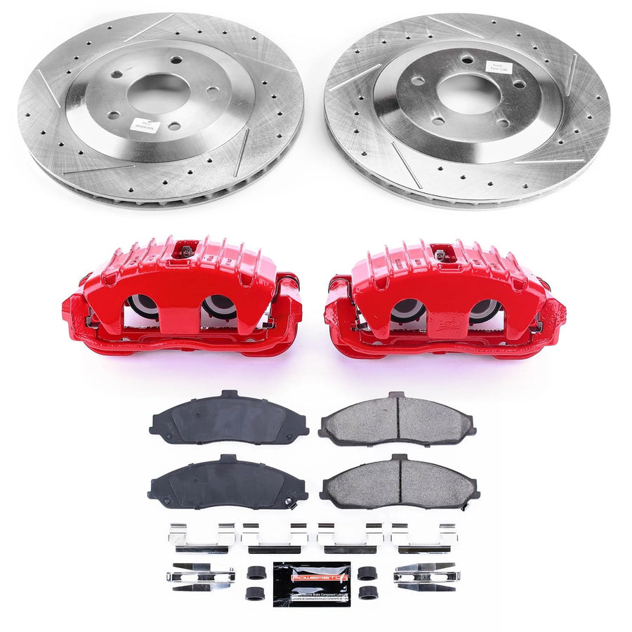 Power Stop Z23 Evolution Sport KC1559B Front Brake Caliper Kit- Brake Rotors, Brake Pads and Brake Calipers For Chevrolet Corvette 1997-2004 [Model Specific]