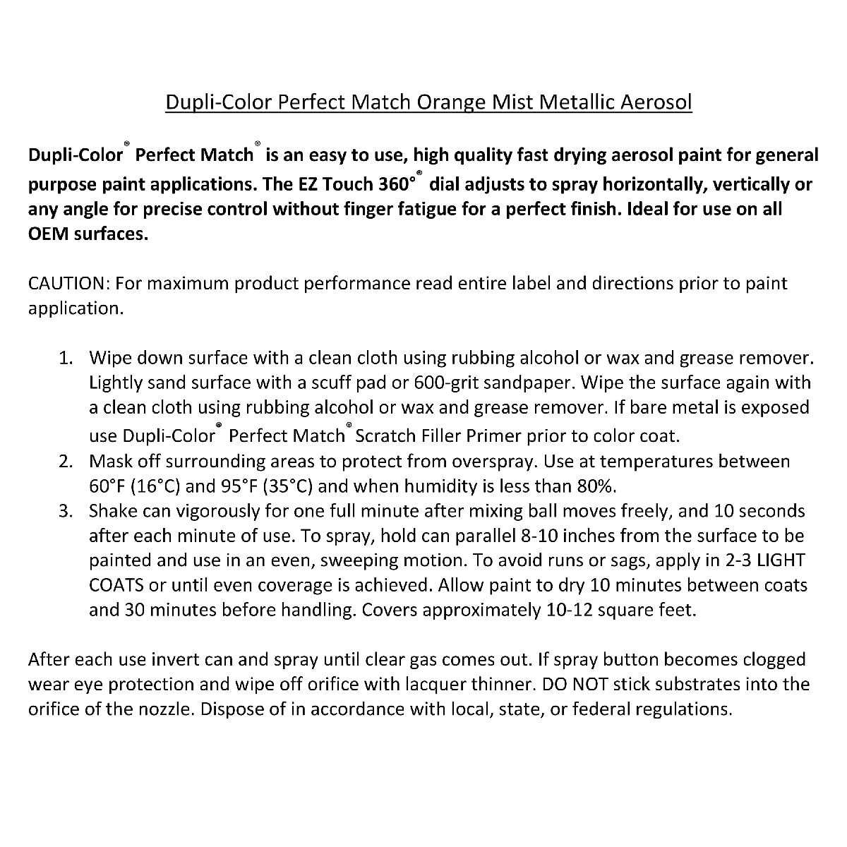 Nissan Orange Mist Metallic Dupli-Color EBNS05037 Perfect Match Automotive Spray Paint, 014-8 oz. Aerosol Can