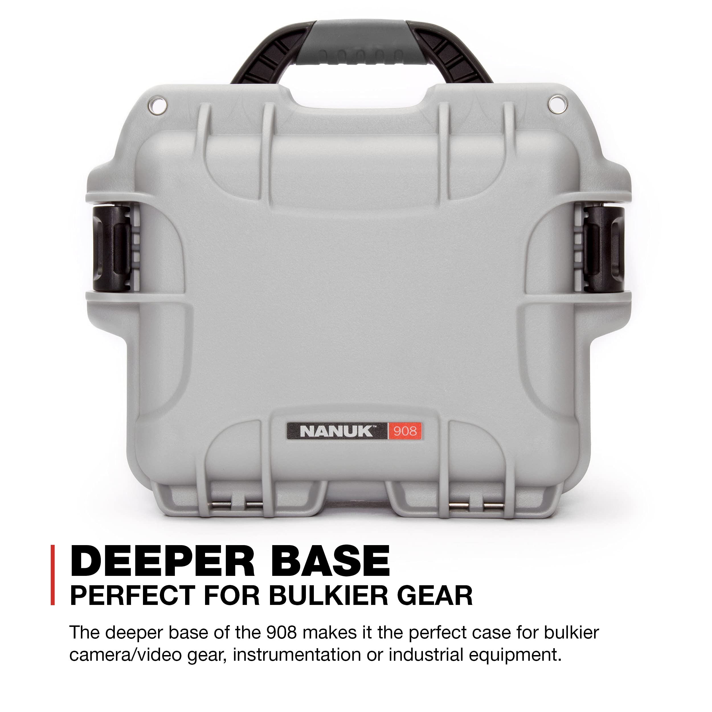 Silver Nanuk 908 Waterproof Hard Case with Foam Insert