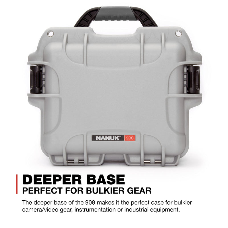 Silver Nanuk 908 Waterproof Hard Case with Foam Insert
