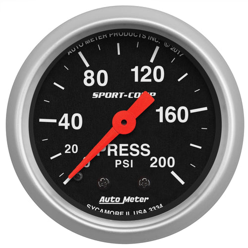 Pressure AutoMeter 3334 Gauge, 2 1/16", 200Psi, Mechanical, Sport-Comp