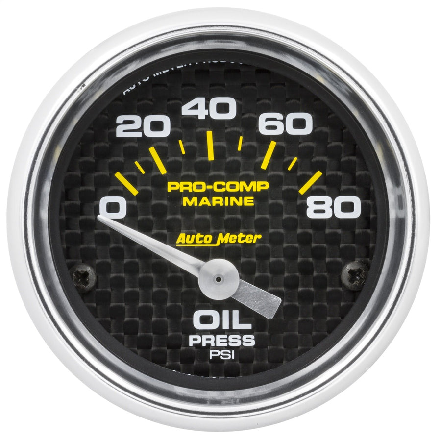 AutoMeter Oil Pressure Gauge, 2 1/16", Electric, Marine Carbon Fiber, 80Psi (200744-40),Multi
