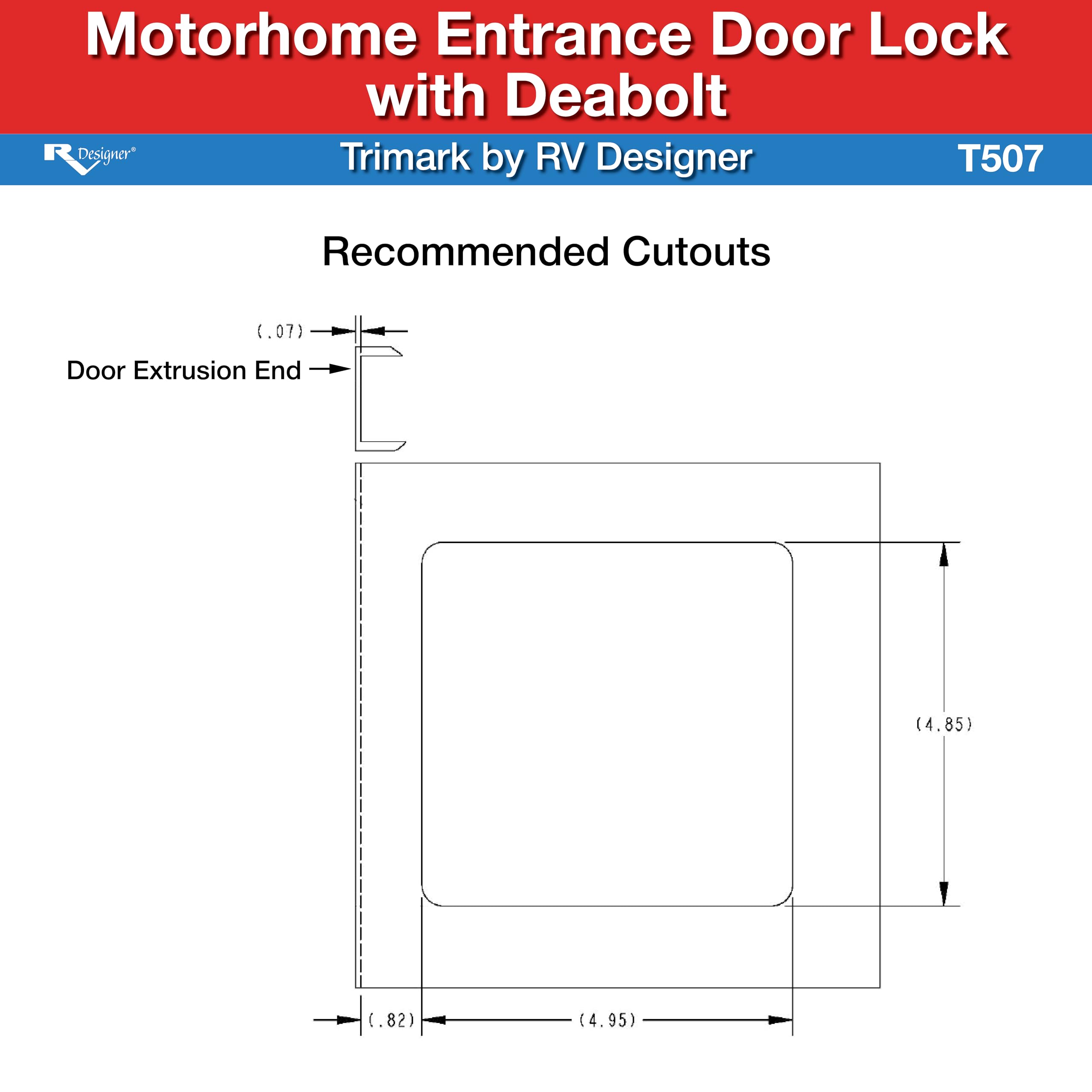 TriMark T507 RV Designer Motorhome Entrance Door Lock with Deadbolt - Fit for 1.38-1.58” RV Motorhome Doors - Right/Left-Hand Use - FMVSS 206 Compliant