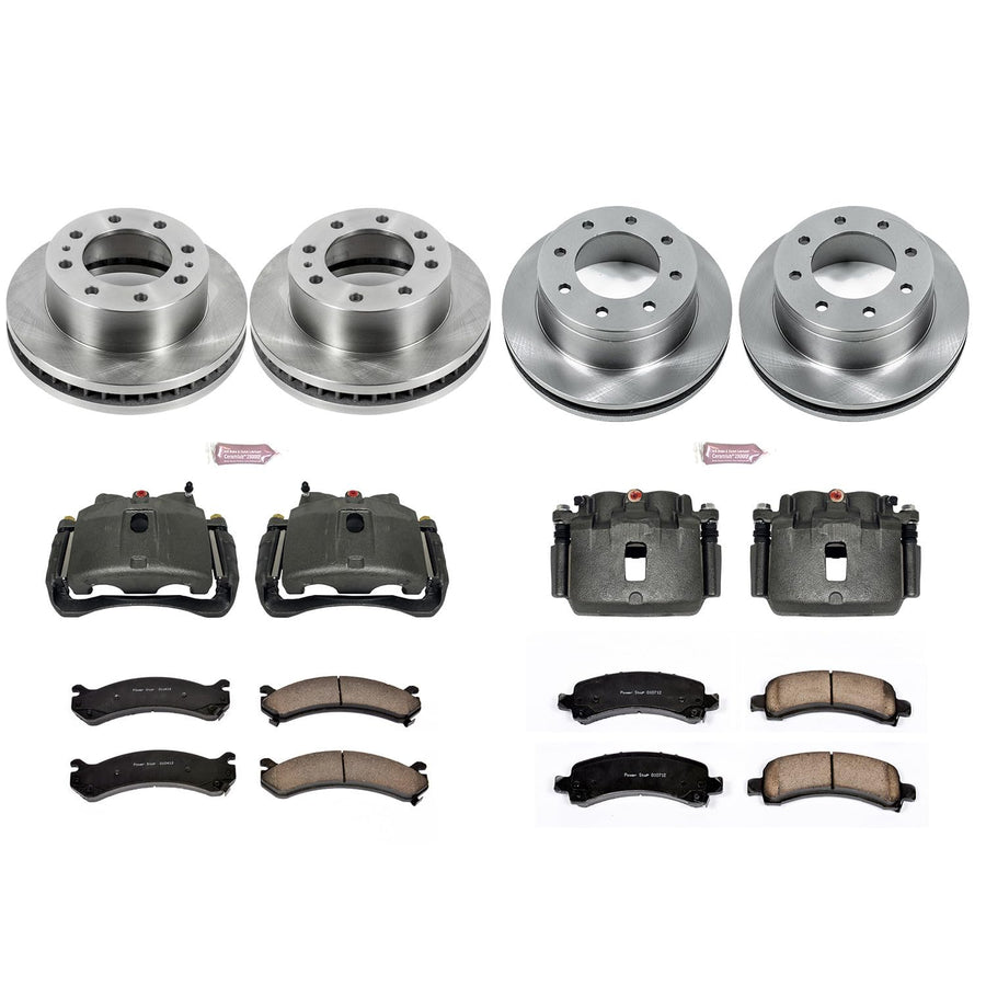 Power Stop KCOE6561 Autospeciality Brake Caliper Kit- Front & Rear Brake Rotors, Ceramic Brake Pads, Brake Calipers