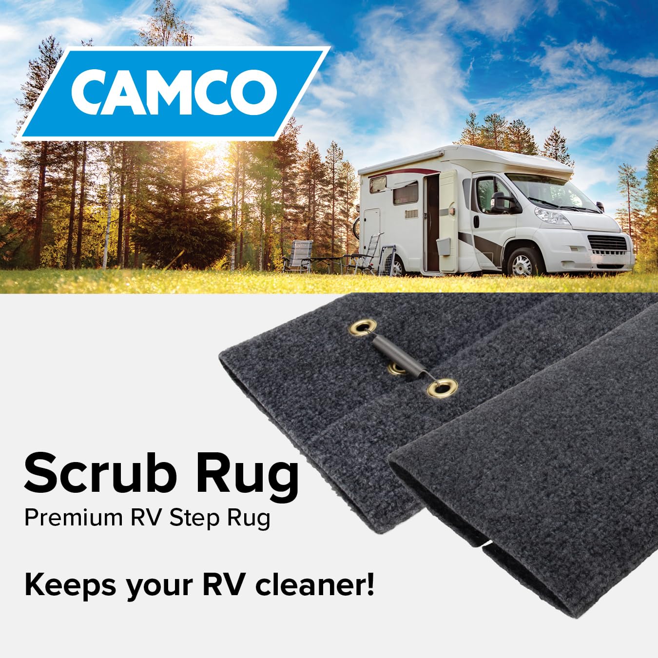 Wrap Around Camco RV Step Rug - for Manual & Electric RV Steps - Easy Install, No Tools Required - Fits 18" Wide RV Steps - Weather-Resistant (42925)