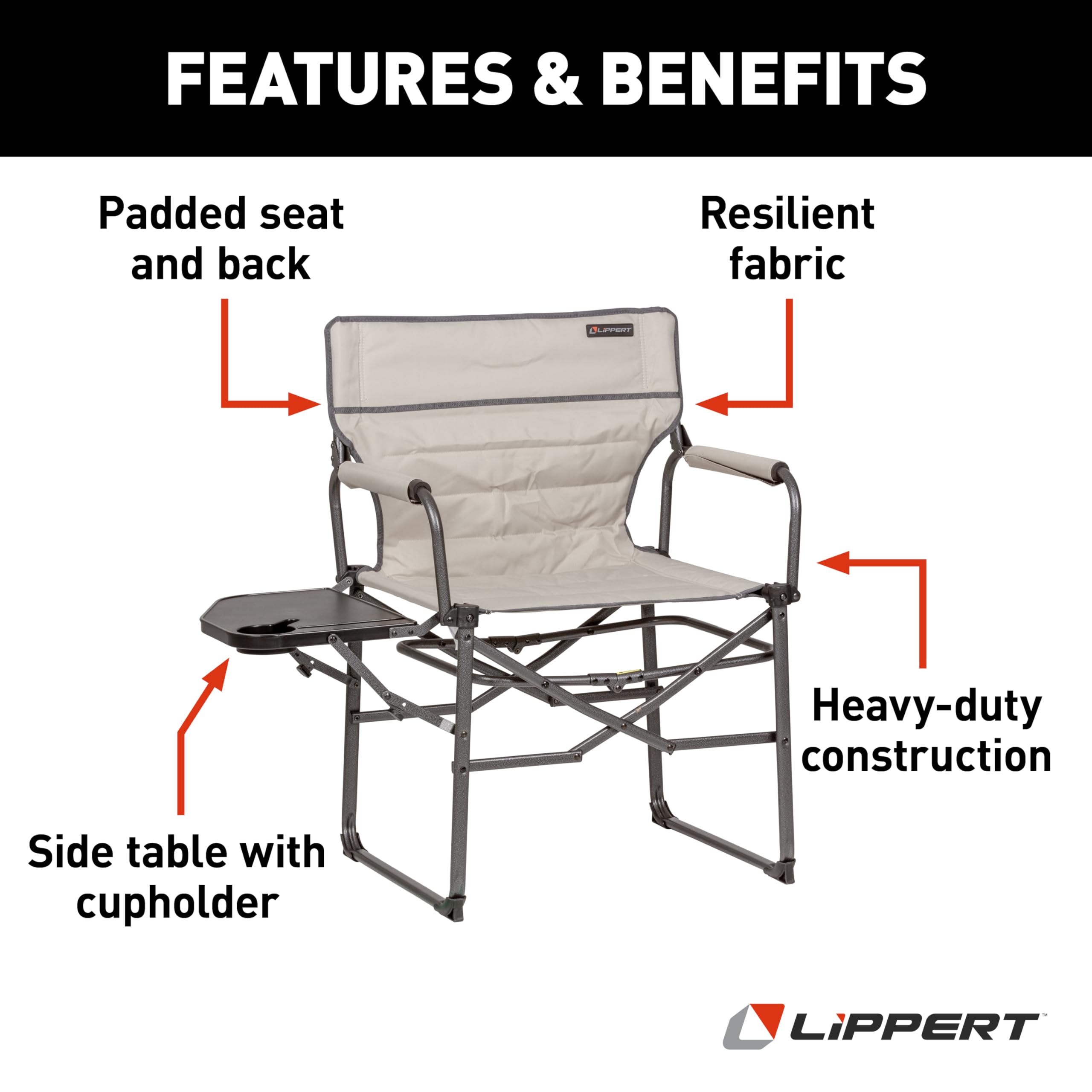 Lippert Scout XL Chair Director with Side Table - Sand