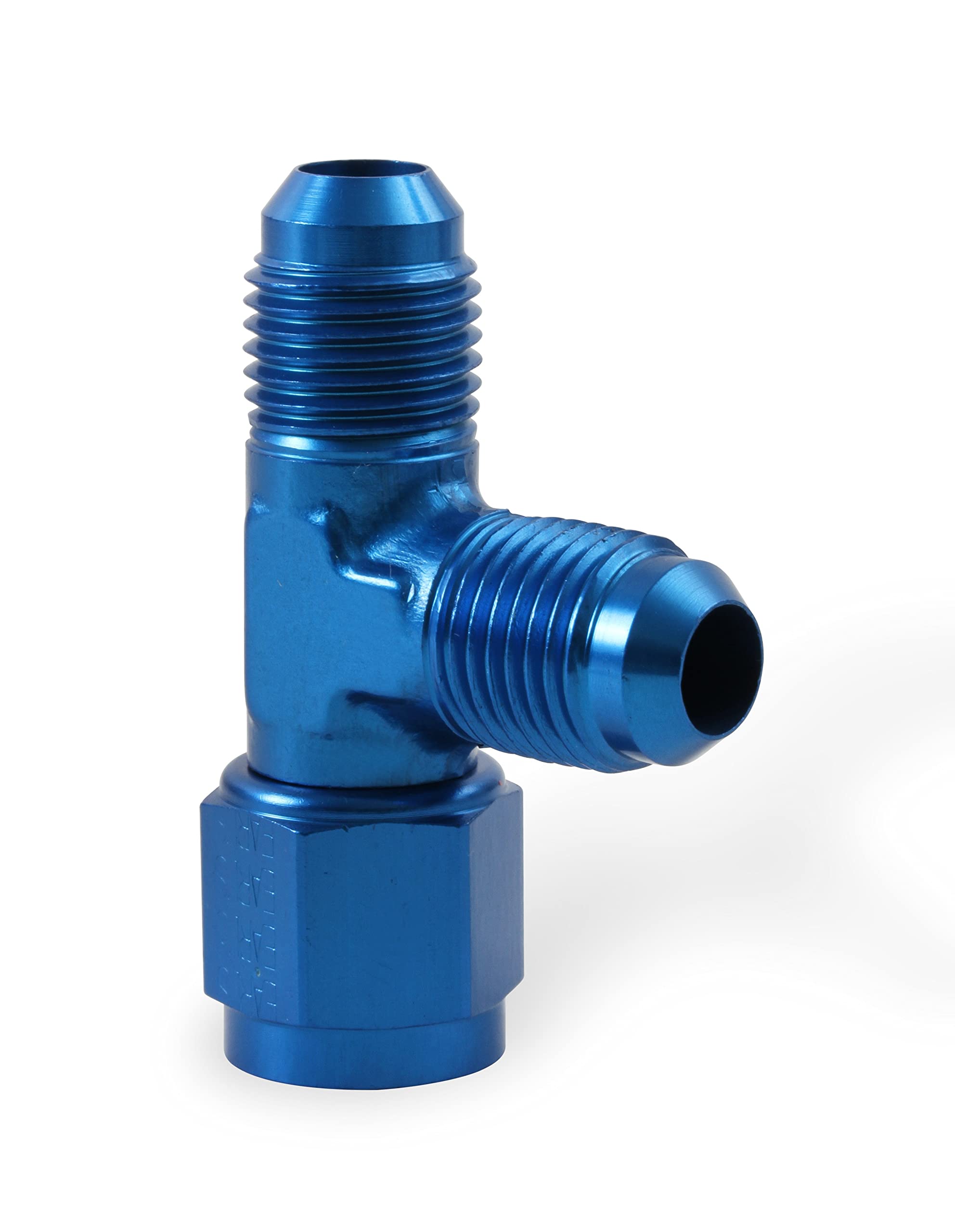 Blue Anodized Aluminum Earl's 926106 -6AN Tee - Female Swivel On Run Adapter