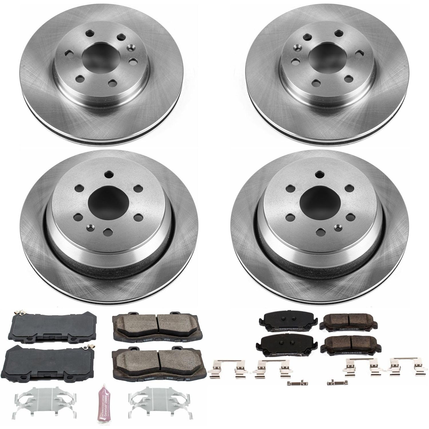 Brake Kit Power Stop For 2015 2016 2017 2018 2019 2020 Chevy Colorado GMC Canyon 6 Lug Front and Rear Replacement Brake Kit-OE Brake Rotors & Ceramic Brake Pads KOE7228