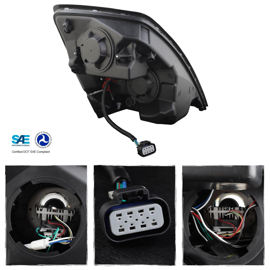 AKKON - 2004-2017 Fit Volvo VNL [Full LED DRL Dual Lens] Projector Headlights Lamps Chrome Left Driver + Right Passenger