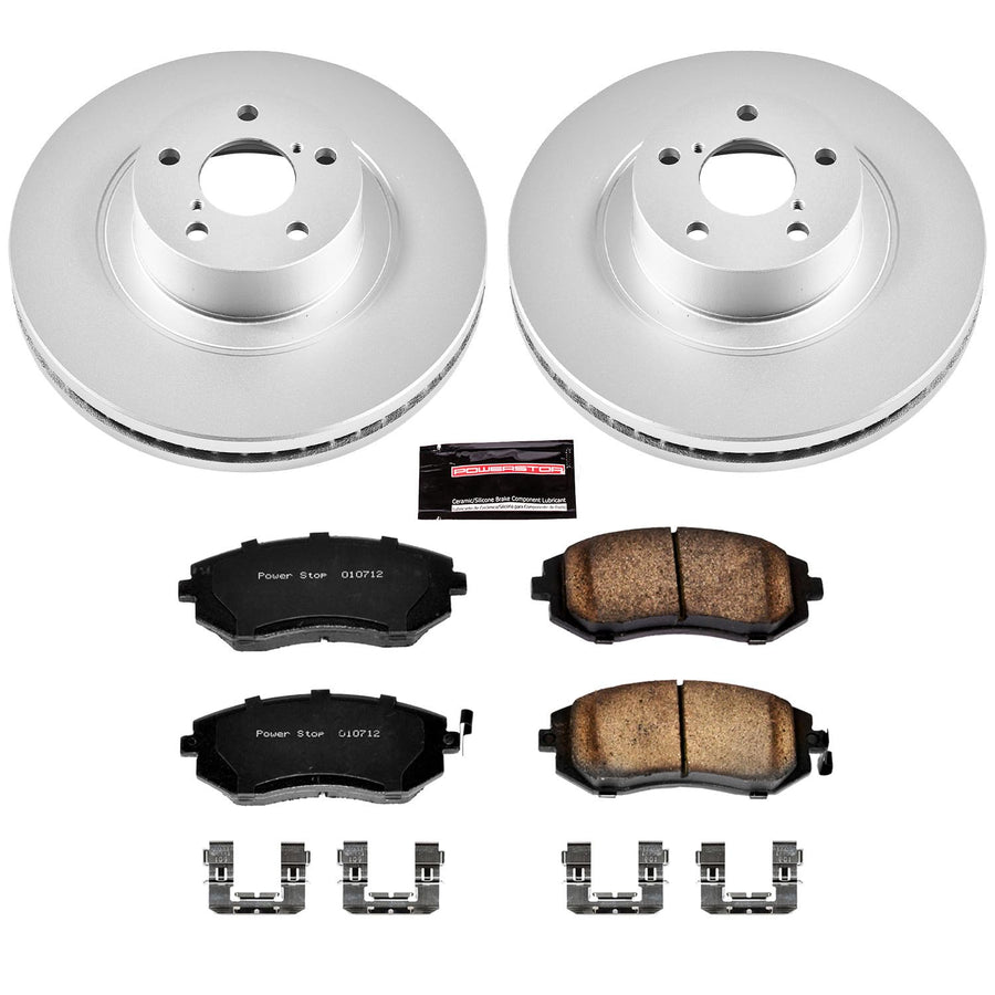 Power Stop CRK3038 Brake Rotor & Coated Ceramic Brake Pads- front For Subaru Baja, Subaru Forester, Subaru Impreza, Subaru Legacy, Subaru Outback [Model Specific]
