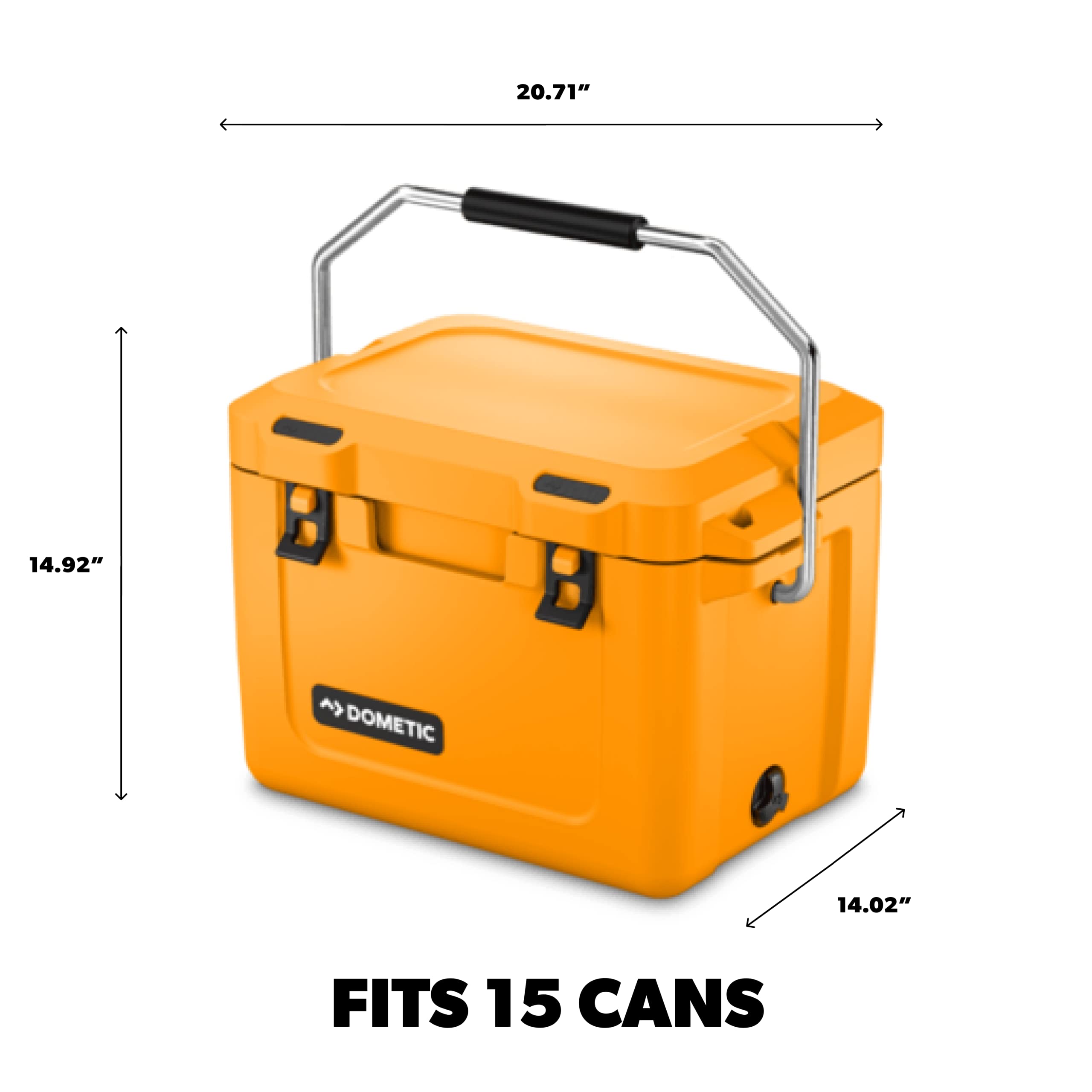Dometic 20L Patrol Insulated Hard Cooler, Mango, Ice Chest and Passive Cool Box, Fits 15 Cans