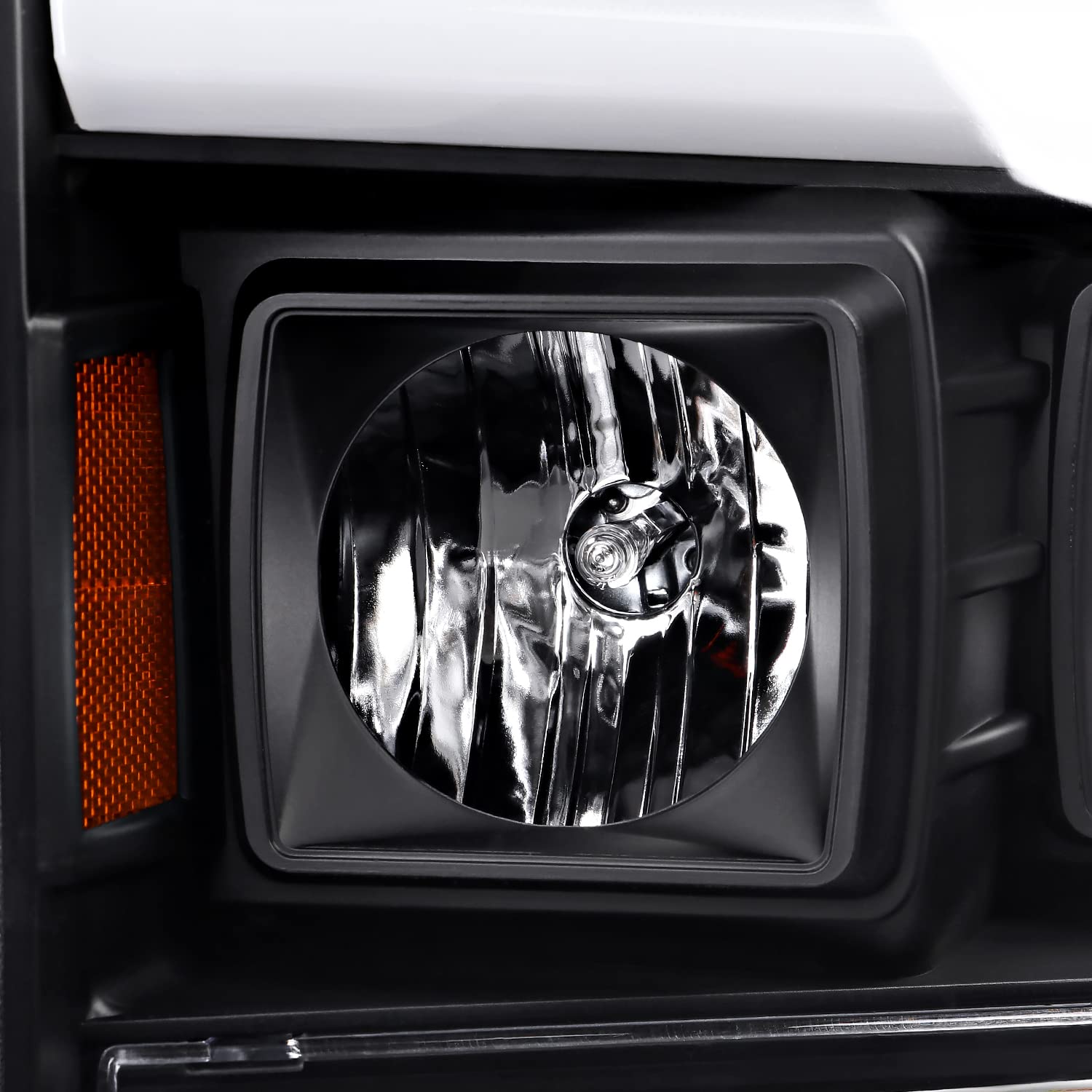 Black SPEC-D TUNING Projector Headlights w/LED Tube Compatible with 1999-2004 Ford F-250, F-350, F-450 SuperDuty, Left + Right Pair Headlamps Assembly