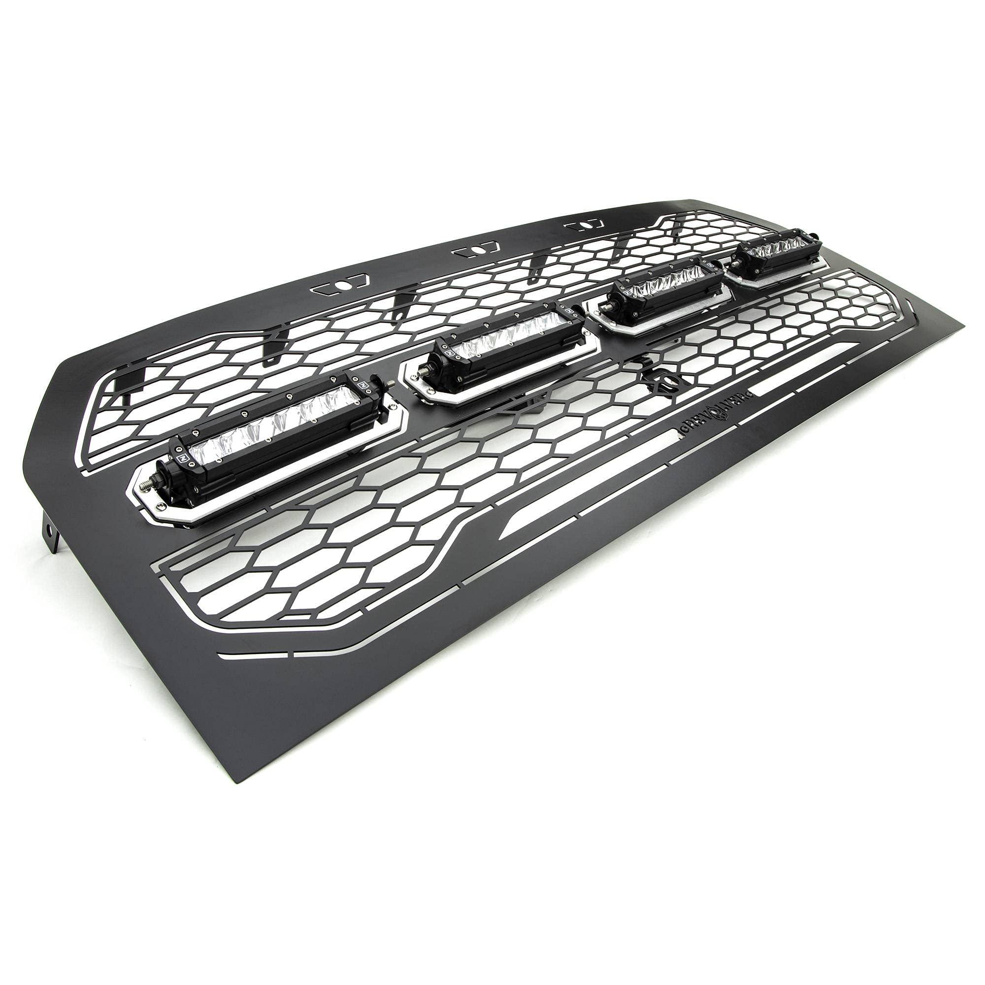 T-Rex Grilles Revolver Grille, 2015-2017 F-150, Black, 1 Pc, Replacement with (4) 6" LEDs, Fits Vehicles with Camera - PN #6515741