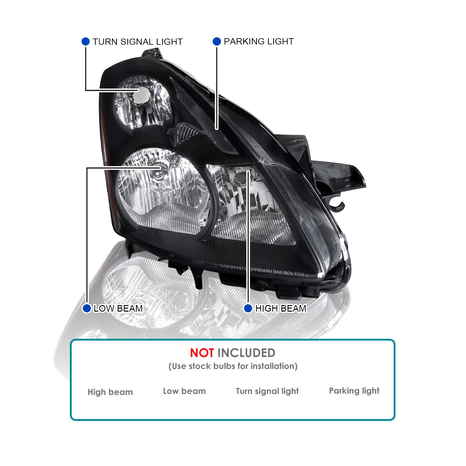 Black Headlights SPEC-D TUNING Compatible with 2010-2012 Nissan Altima Sedan L+R Pair Head Light Lamp Assembly