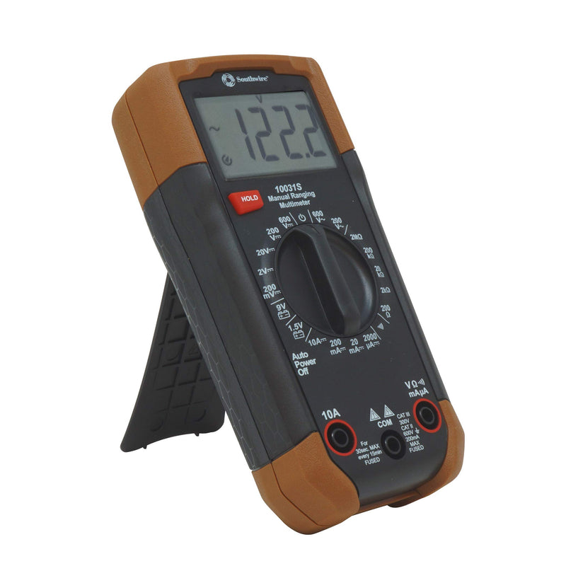 Multimeter Southwire Manual Range - 7 Functions & 19 Ranges - Double-Molded Rugged Housing - Battery Test - CAT III 300V Safety Rating