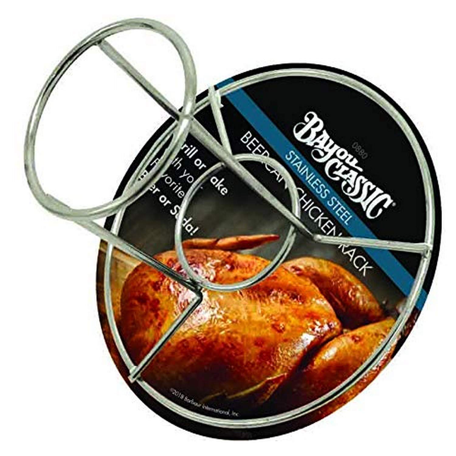 Stainless Steel Bayou Classic 0880-CS Beercan Chicken Rack, Silver