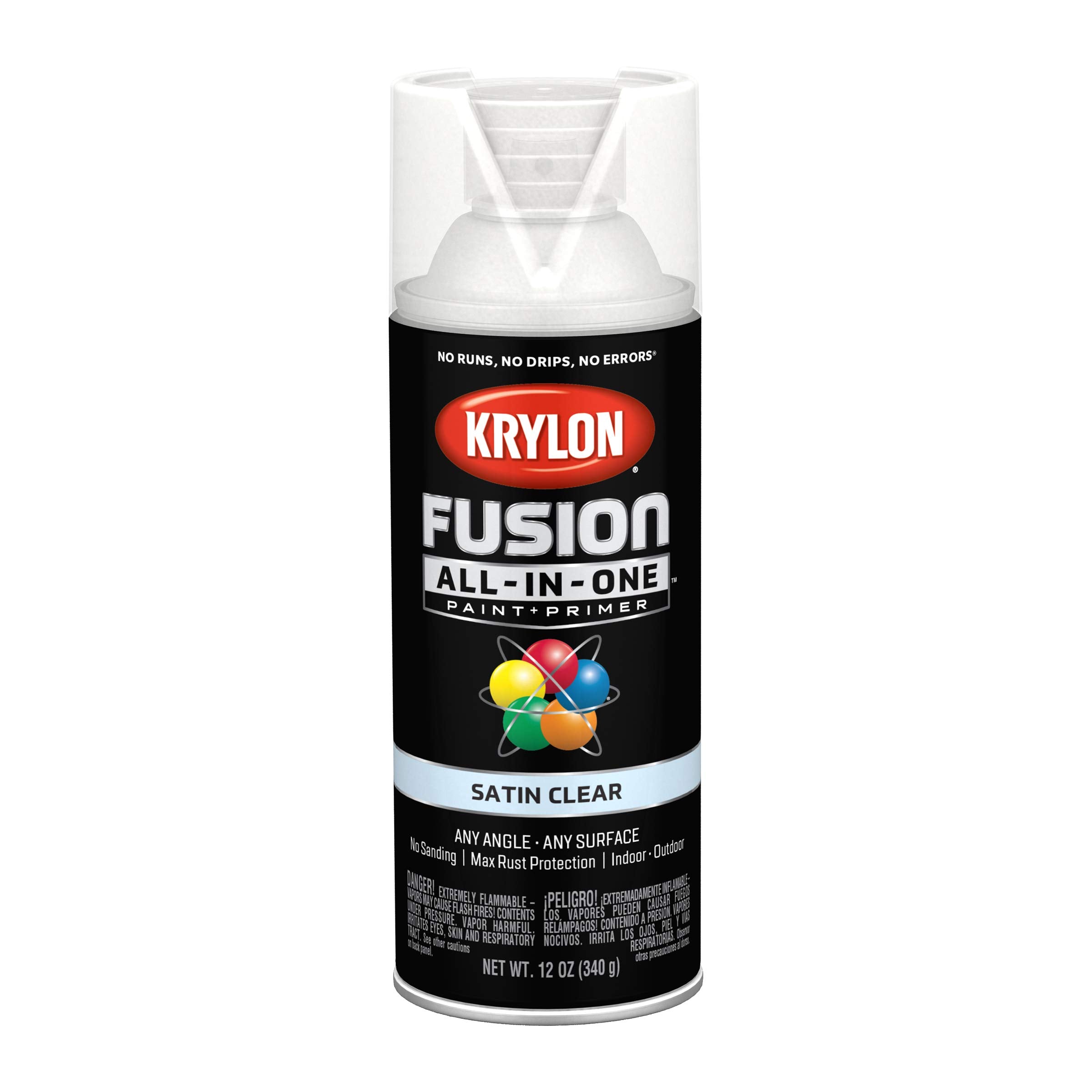 Fusion Krylon All-In-One Adhesive Spray Paint for Indoor/Outdoor Use, 12 oz, Clear